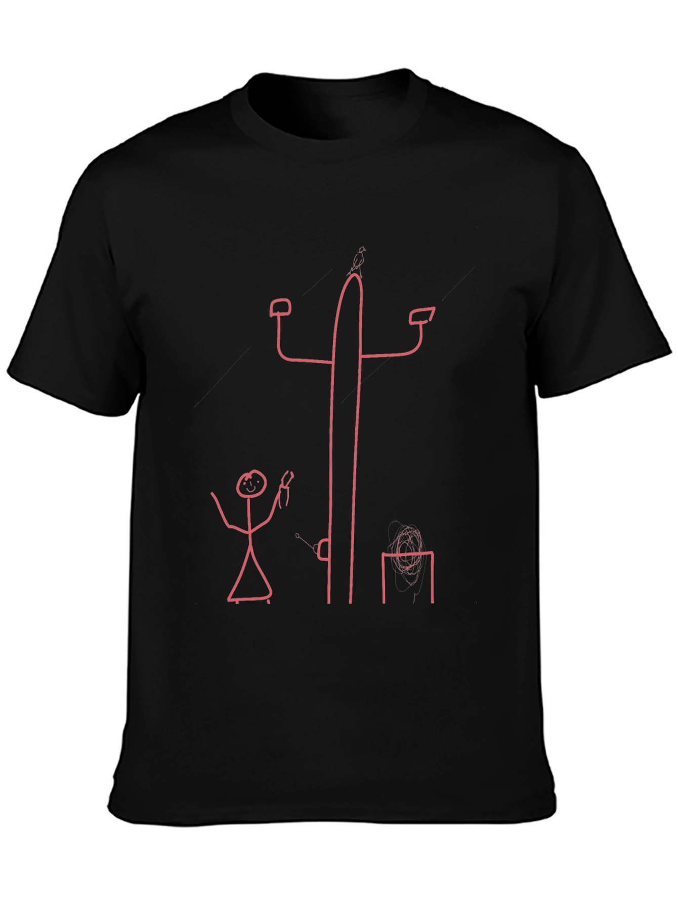 Stick Figure Electrician Black T-Shirt