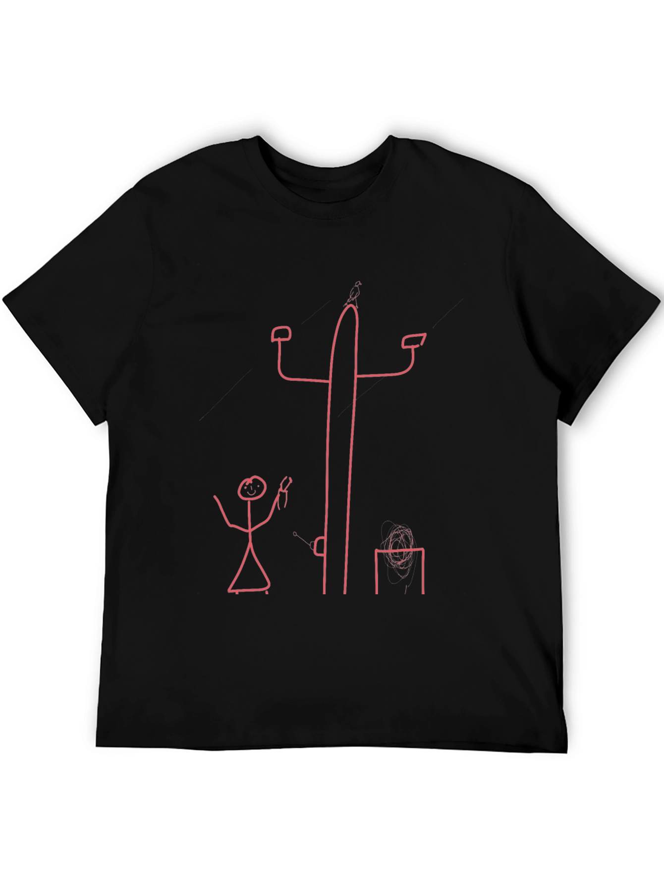 Stick Figure Electrician Black T-Shirt