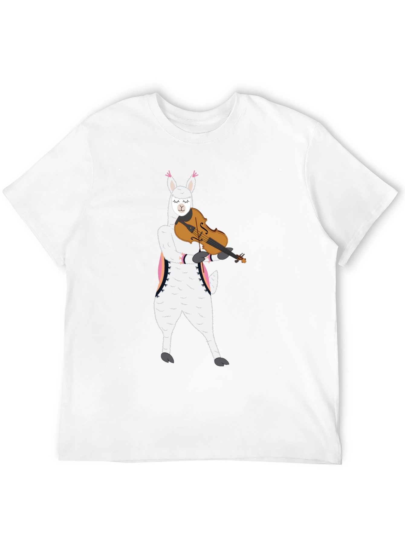 Llama Violinist Graphic Tee - Playful Black T-Shirt