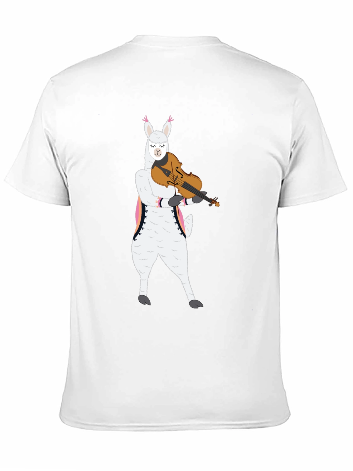 Llama Violinist Graphic Tee - Playful Black T-Shirt