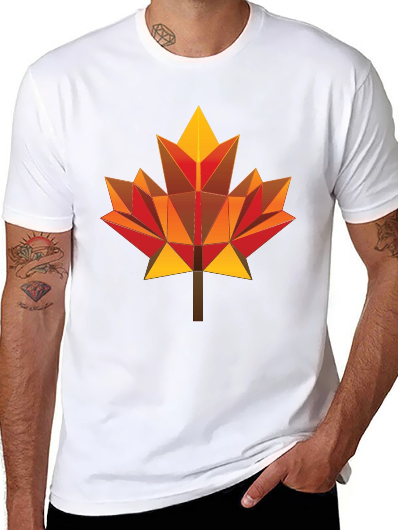 Geometric Maple Leaf Graphic Tee