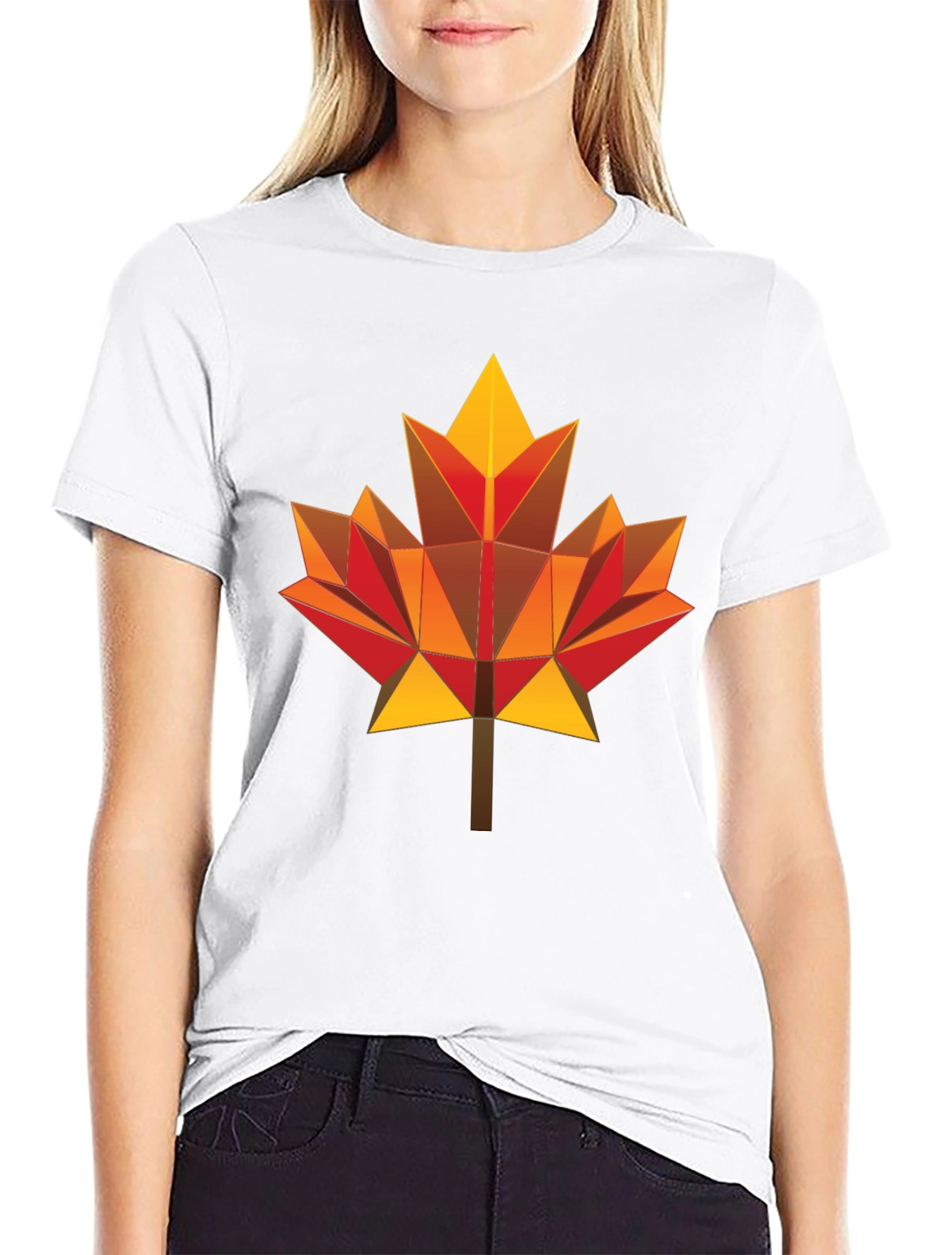 Geometric Maple Leaf Graphic Tee