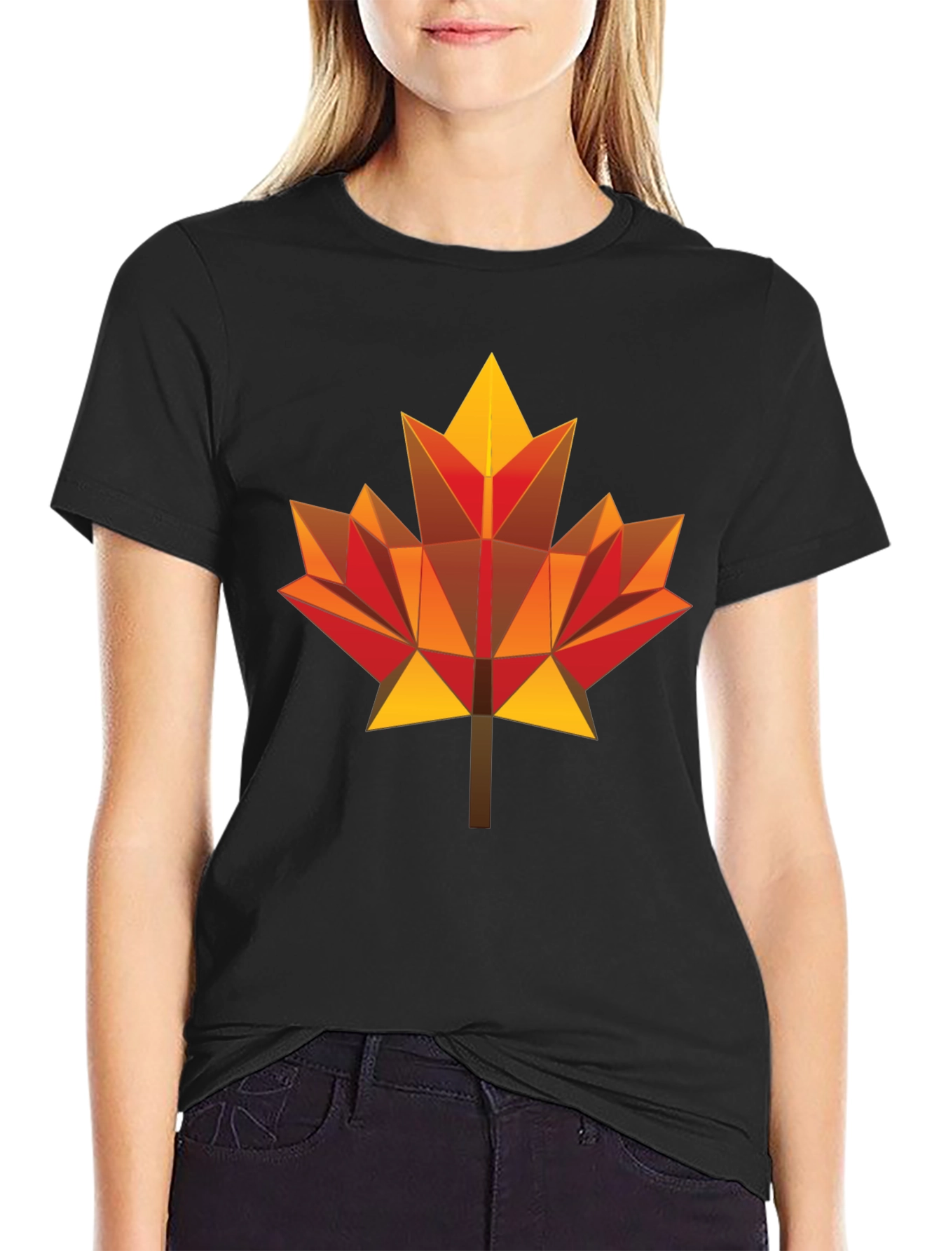 Geometric Maple Leaf Graphic Tee