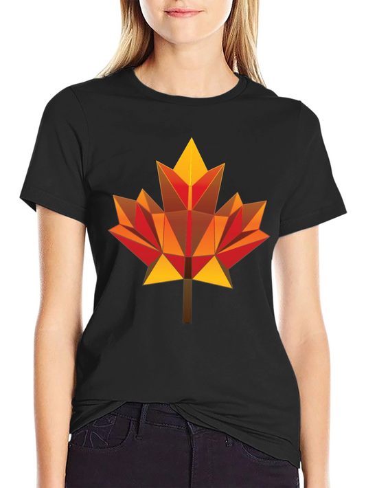 Geometric Maple Leaf Graphic Tee