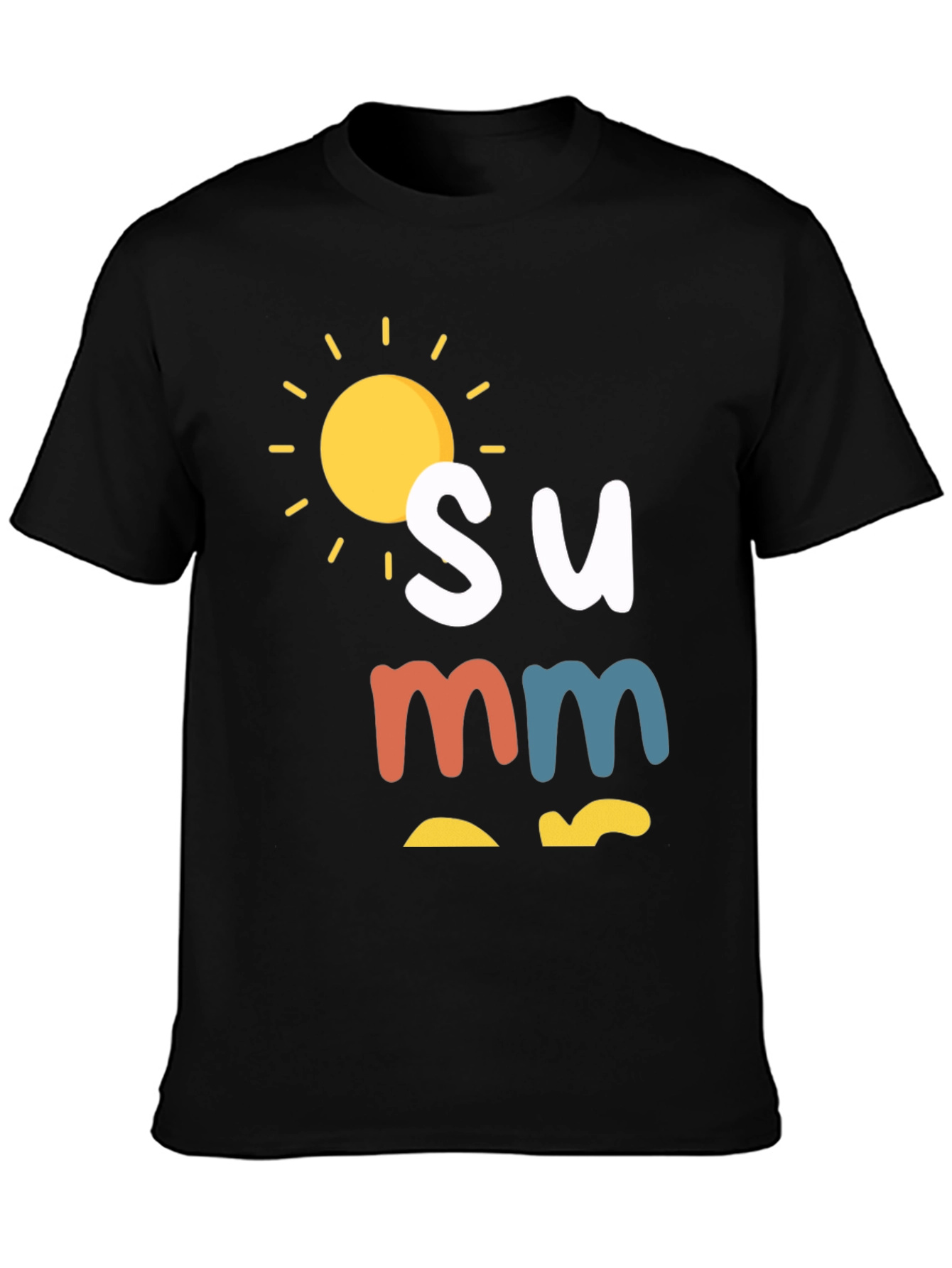 Summer Graphic Print Black T-Shirt