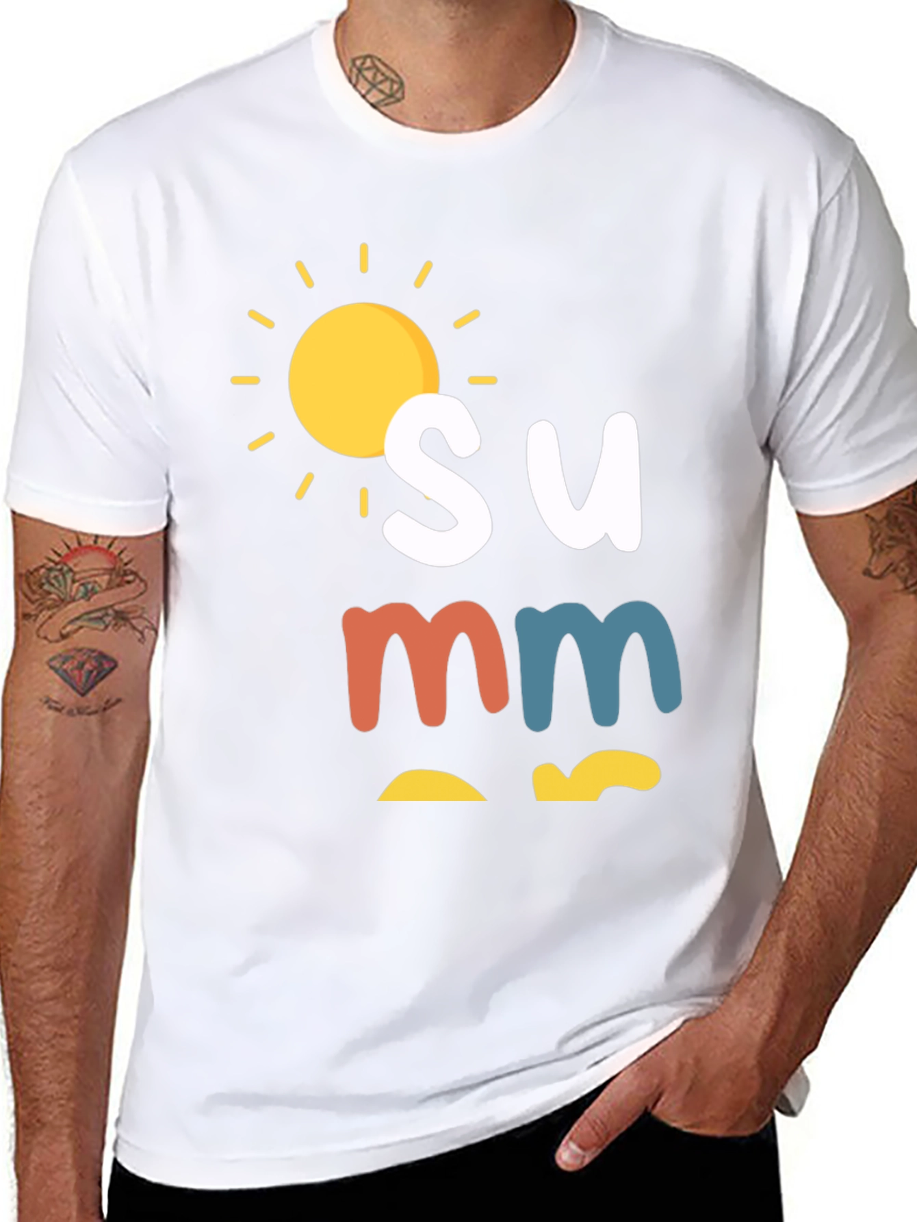 Summer Graphic Print Black T-Shirt