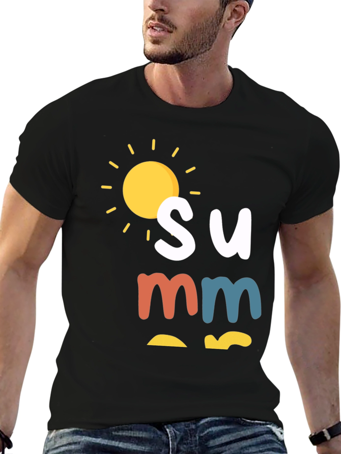 Summer Graphic Print Black T-Shirt