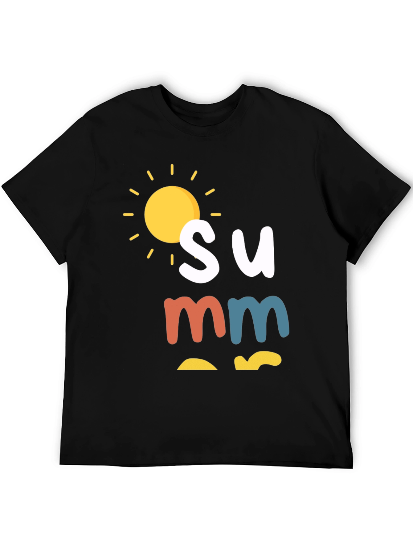 Summer Graphic Print Black T-Shirt