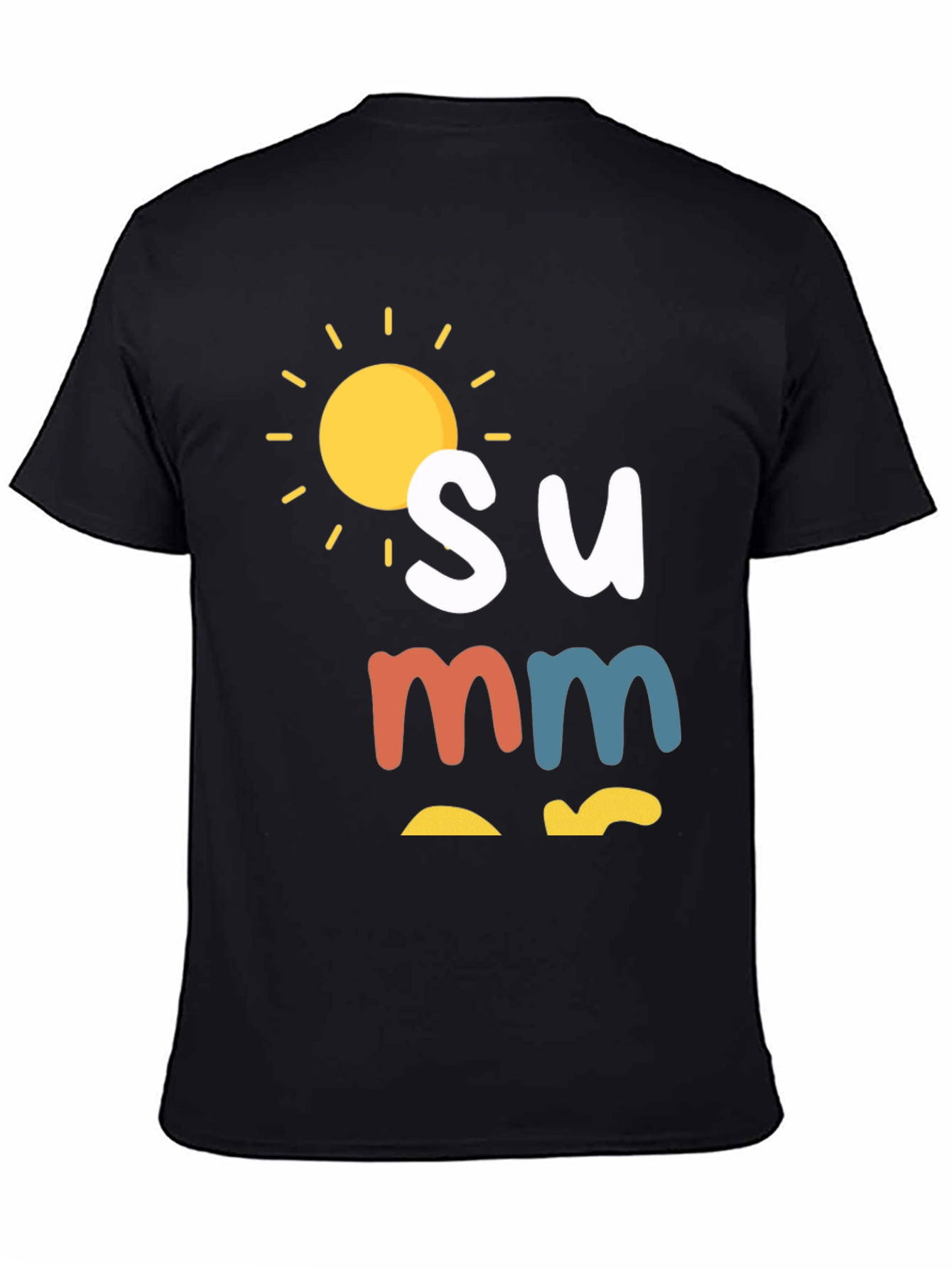 Summer Graphic Print Black T-Shirt