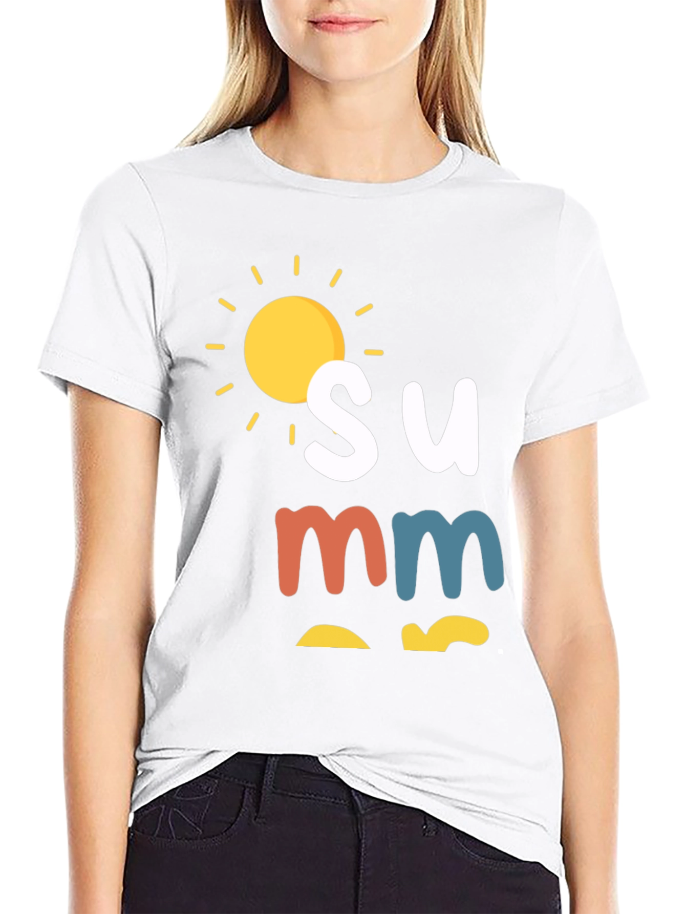 Summer Graphic Print Black T-Shirt