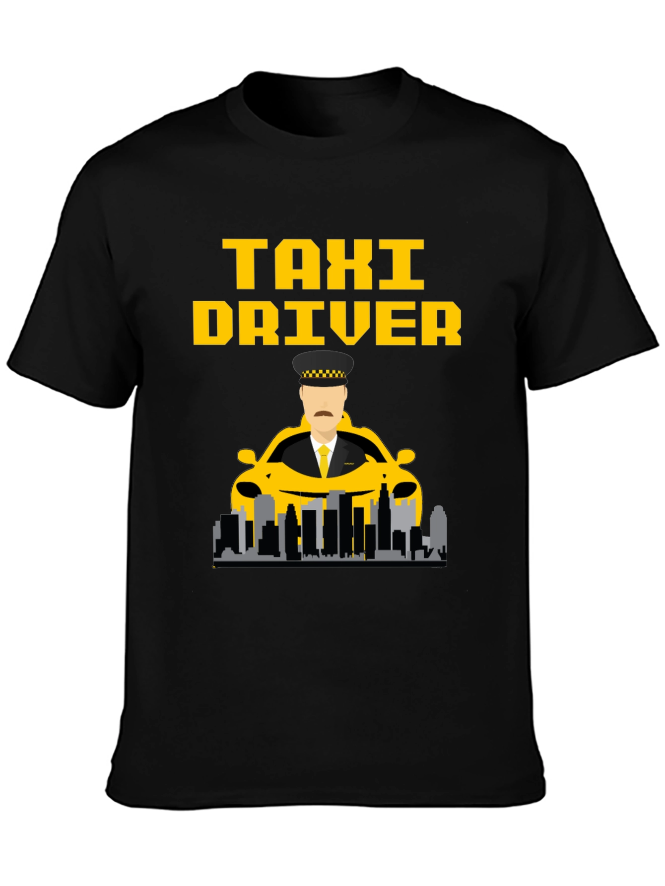 Taxi Driver Graphic T-Shirt - Yellow on Black