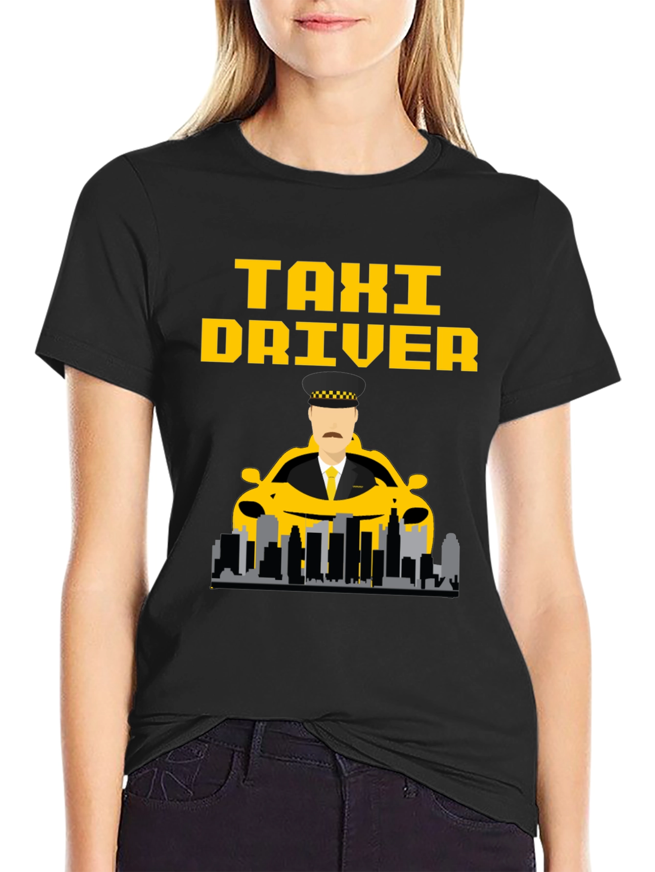 Taxi Driver Graphic T-Shirt - Yellow on Black