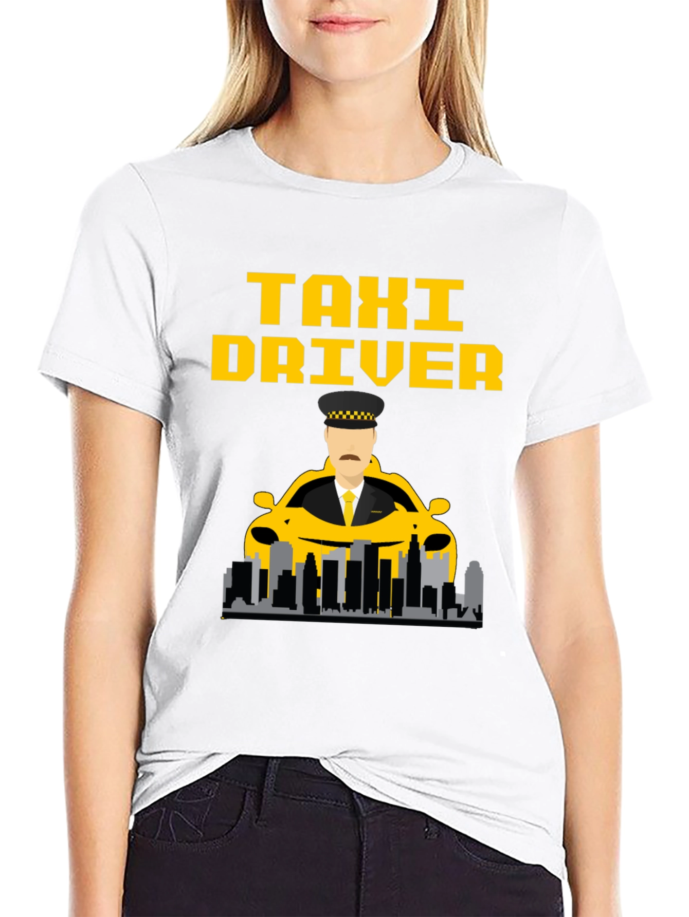 Taxi Driver Graphic T-Shirt - Yellow on Black