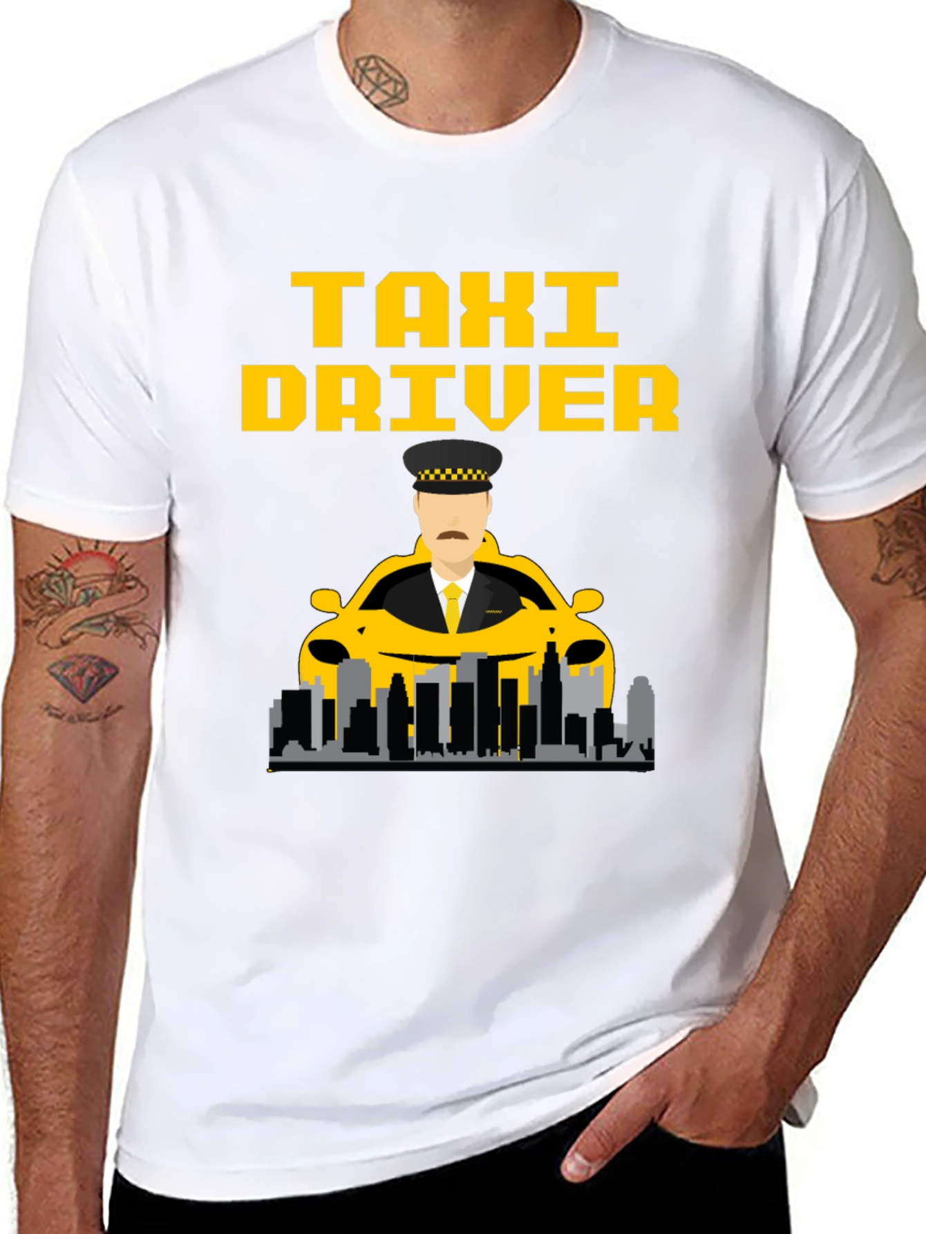 Taxi Driver Graphic T-Shirt - Yellow on Black