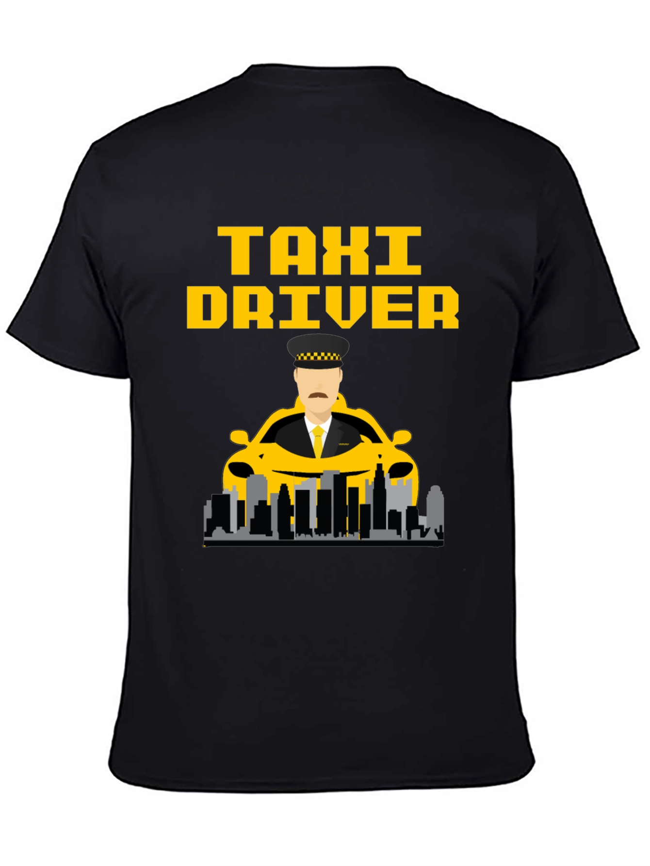 Taxi Driver Graphic T-Shirt - Yellow on Black