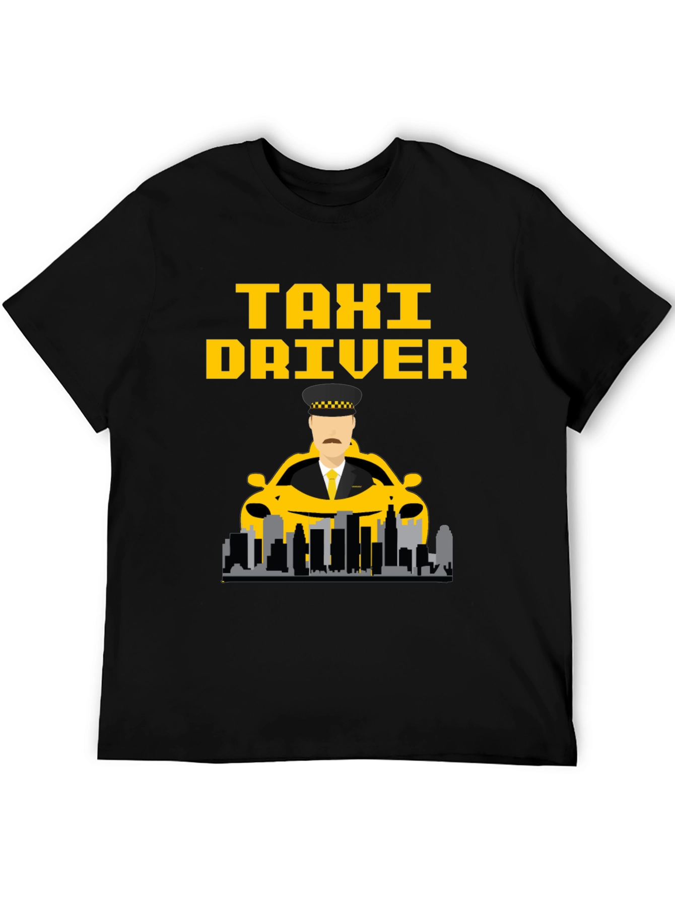 Taxi Driver Graphic T-Shirt - Yellow on Black