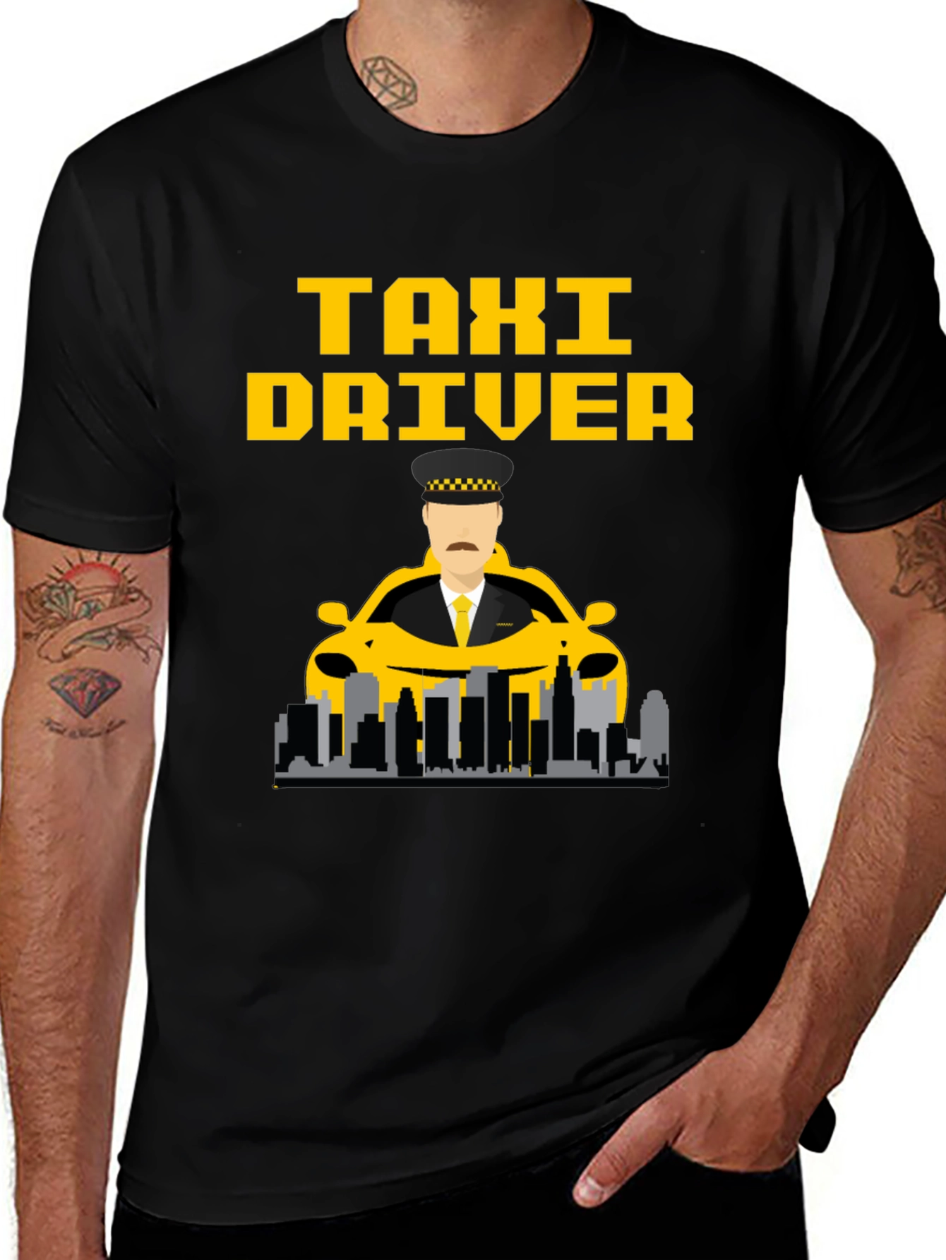 Taxi Driver Graphic T-Shirt - Yellow on Black