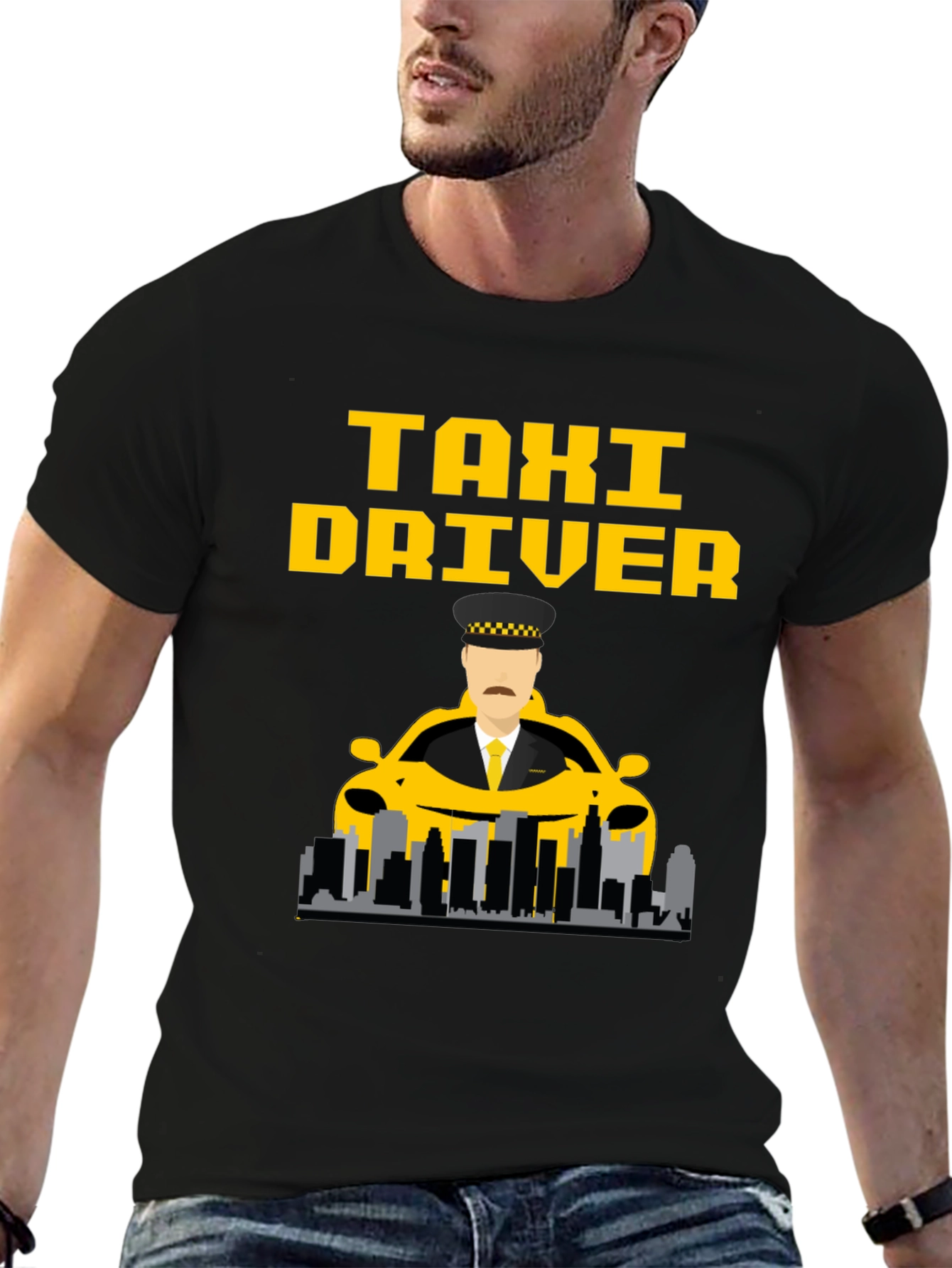 Taxi Driver Graphic T-Shirt - Yellow on Black