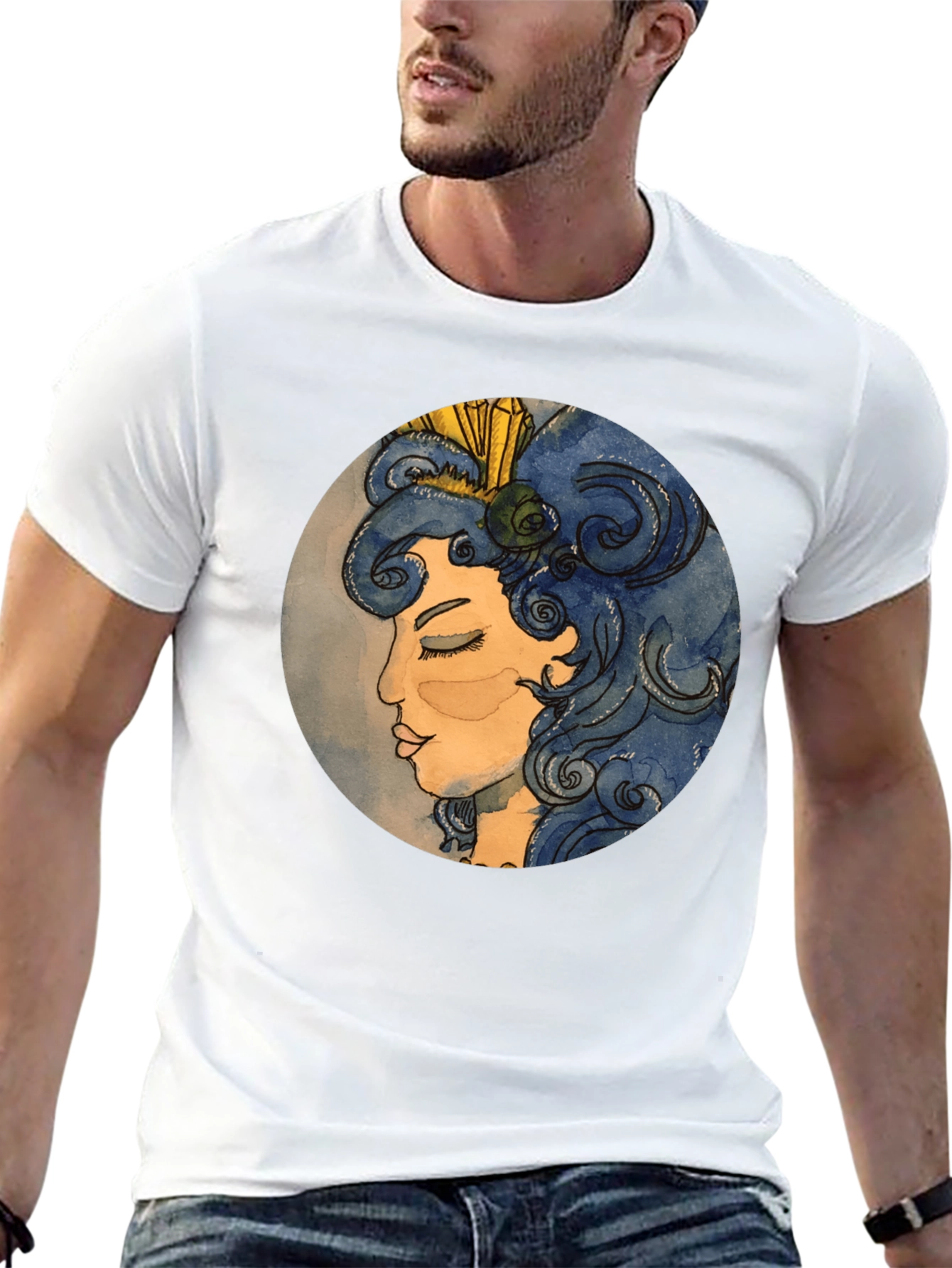 Artsy Woman Graphic Tee - Black Cotton T-Shirt