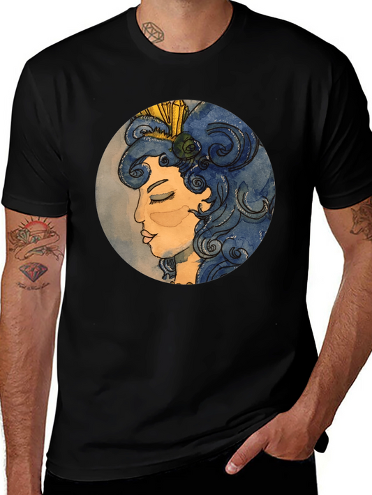 Artsy Woman Graphic Tee - Black Cotton T-Shirt