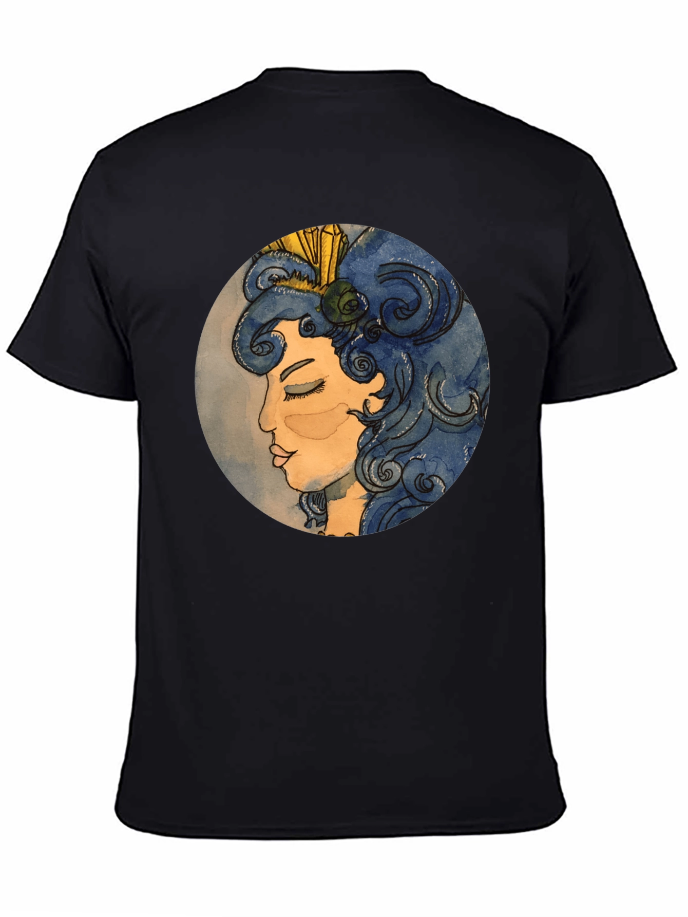 Artsy Woman Graphic Tee - Black Cotton T-Shirt