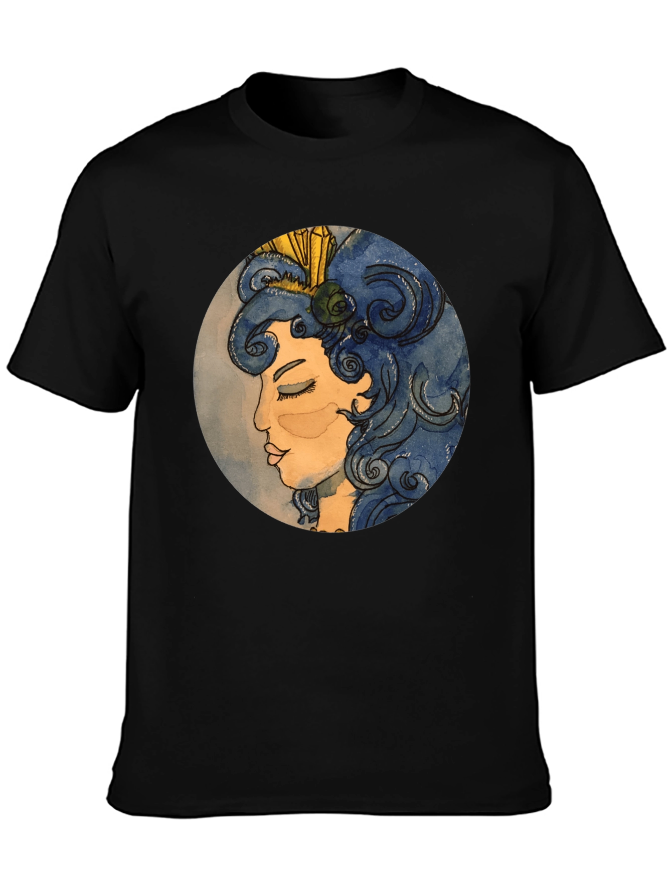 Artsy Woman Graphic Tee - Black Cotton T-Shirt