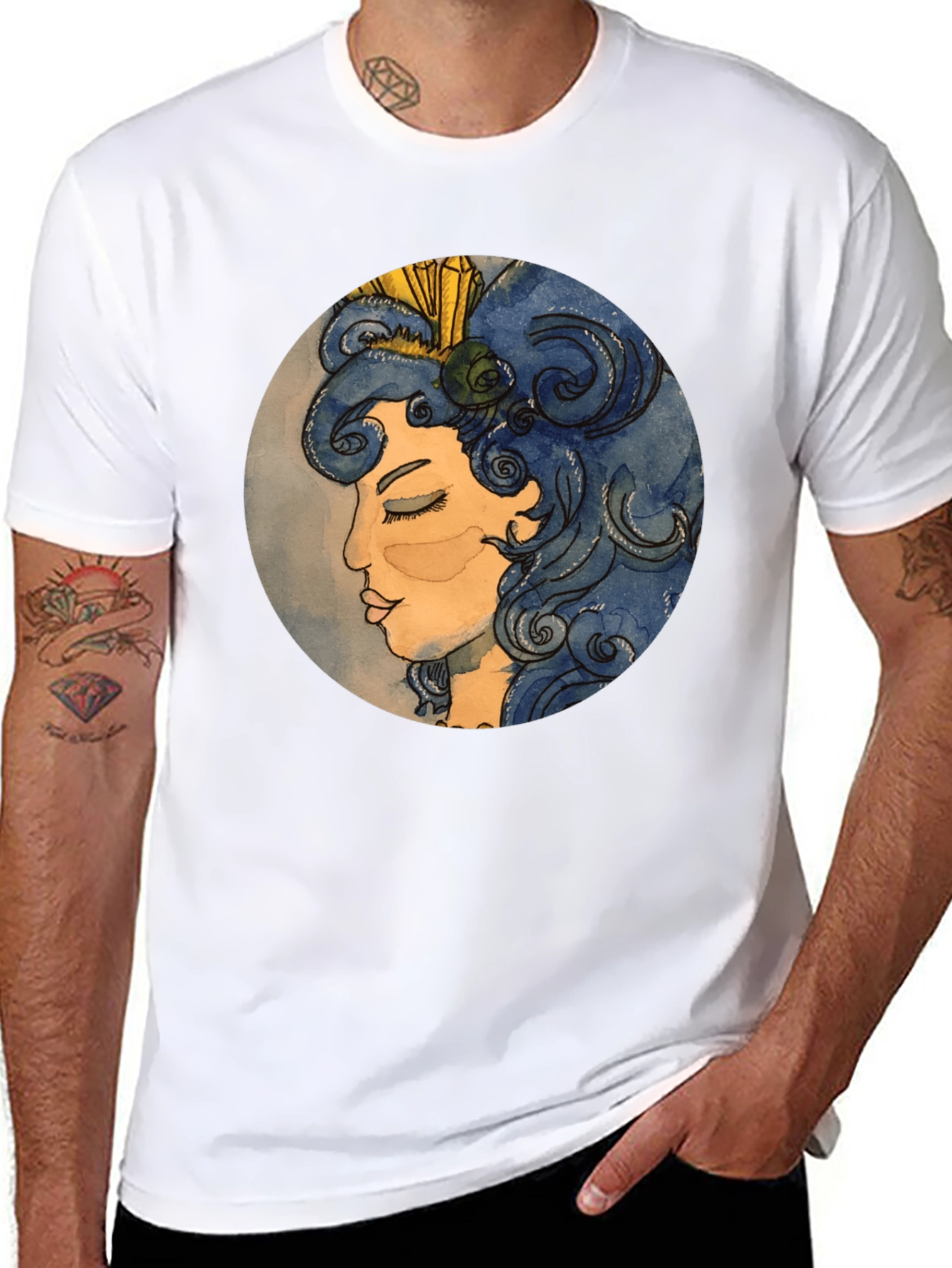 Artsy Woman Graphic Tee - Black Cotton T-Shirt
