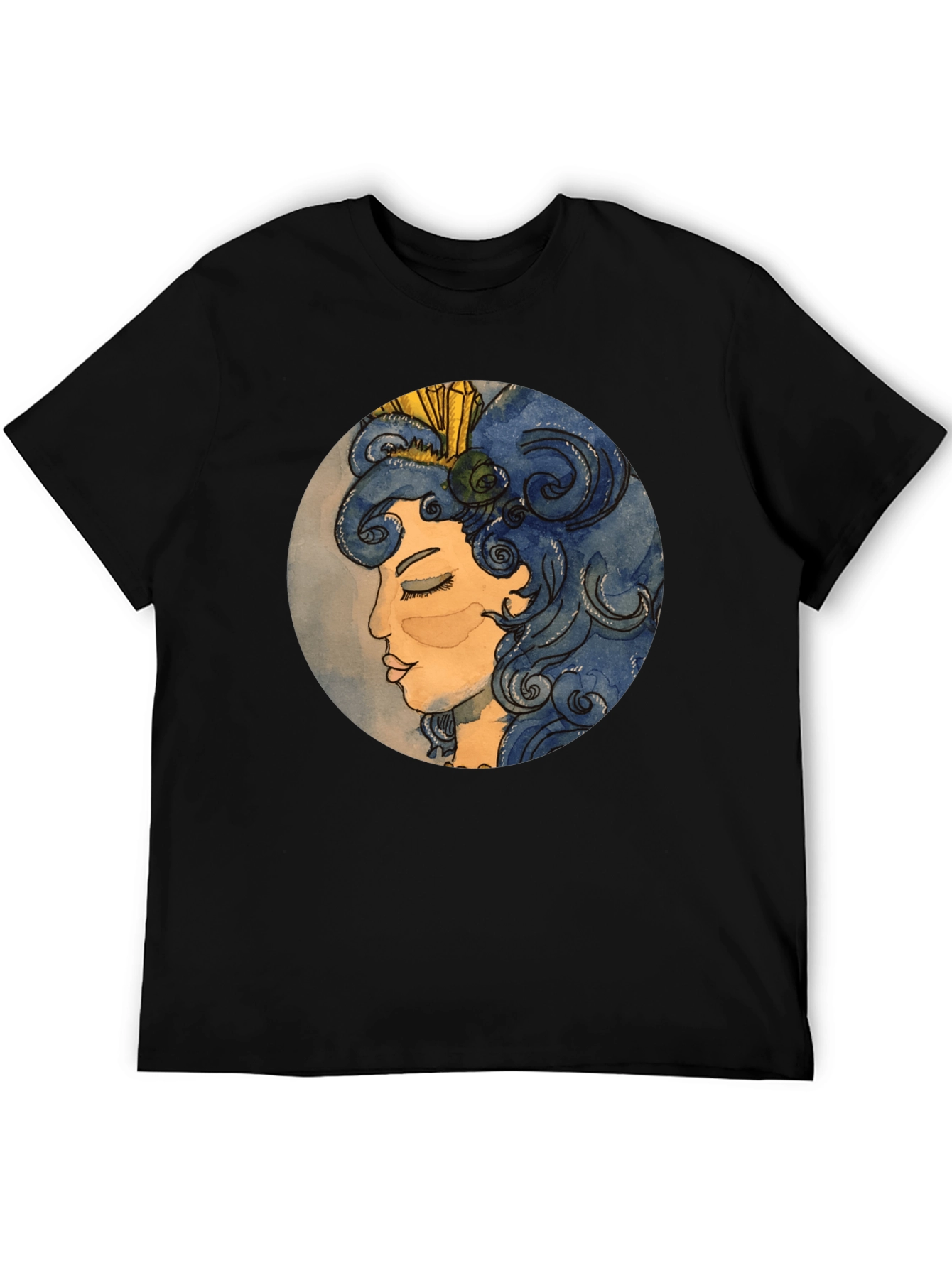 Artsy Woman Graphic Tee - Black Cotton T-Shirt