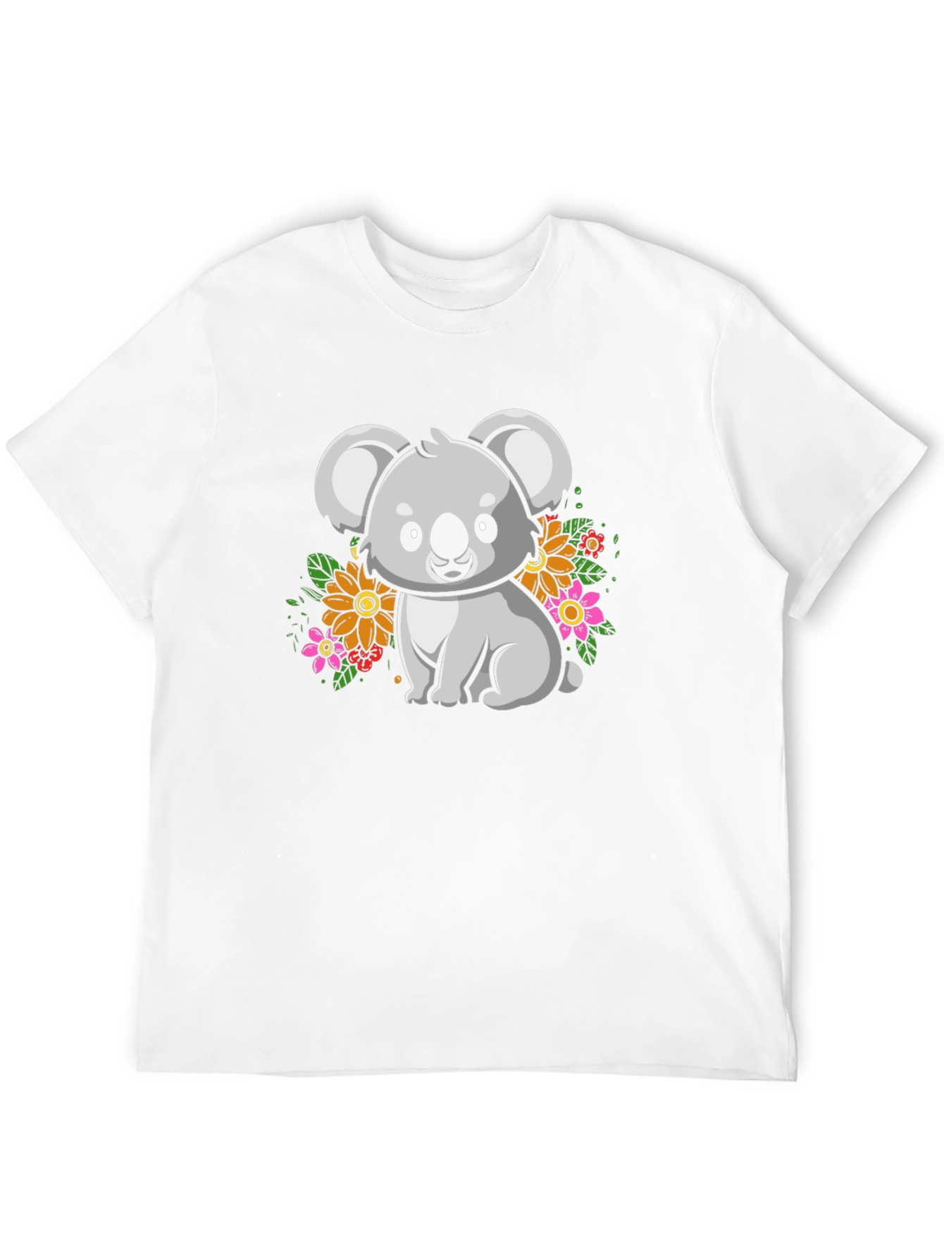 Cute Koala Bear Graphic Tee - Black Cotton T-Shirt