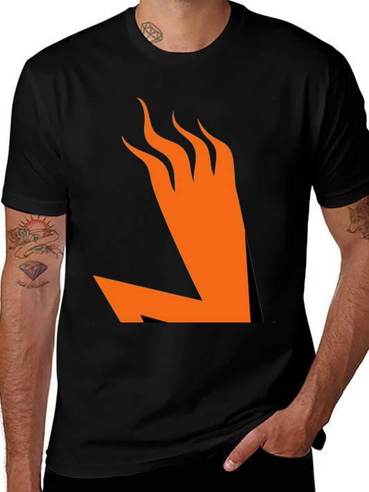 Bold Graphic Tee - Black Shirt with Orange Flame Design