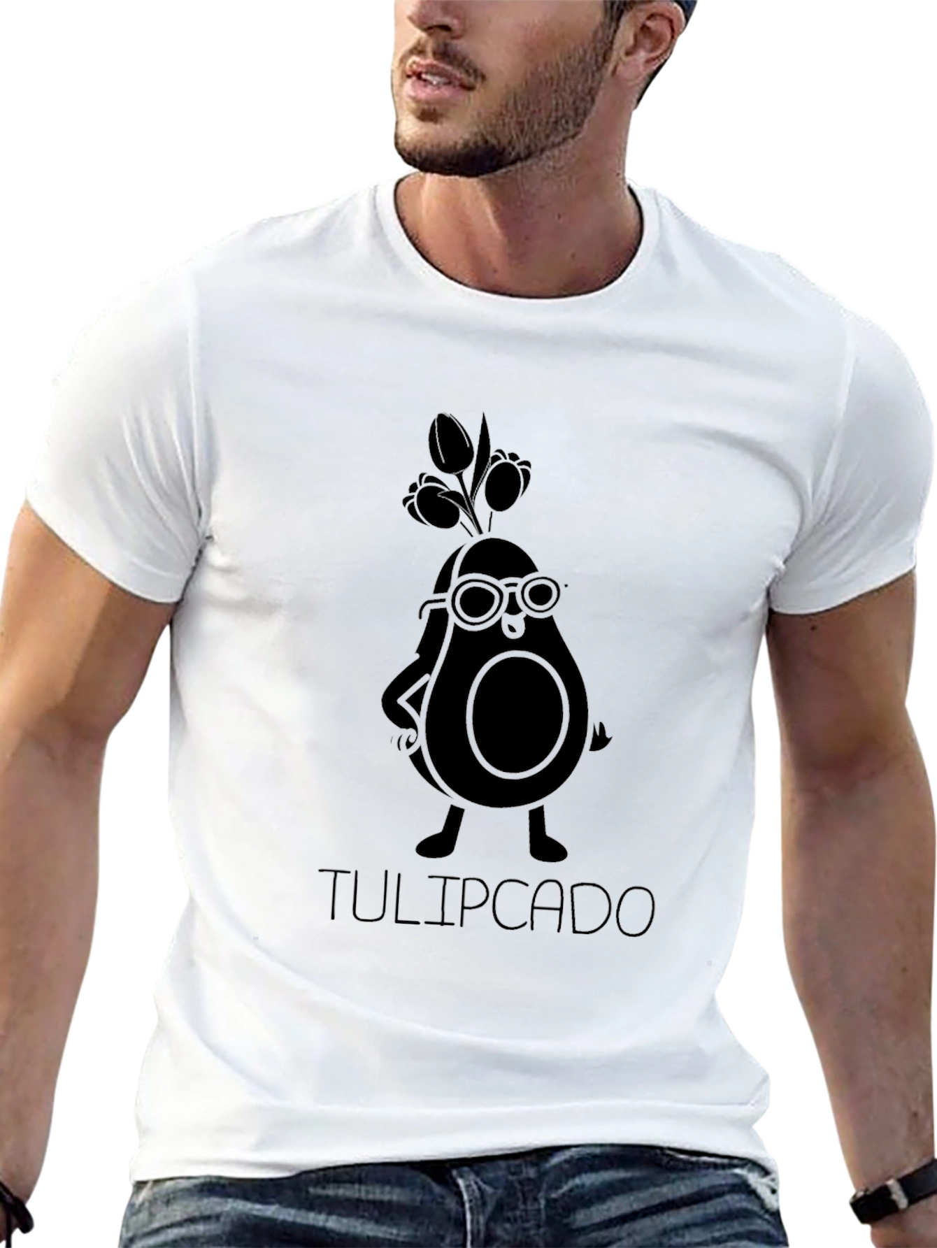 Tulipcado Black T-Shirt - Avocado Character
