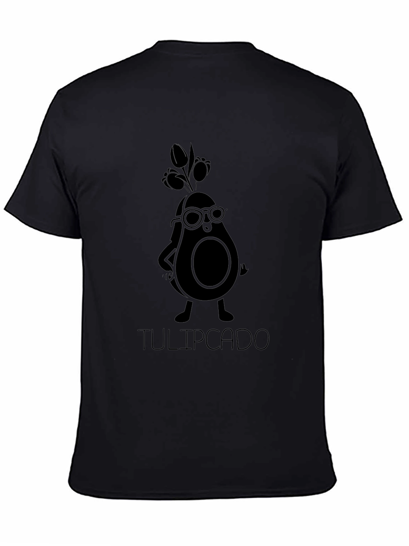 Tulipcado Black T-Shirt - Avocado Character