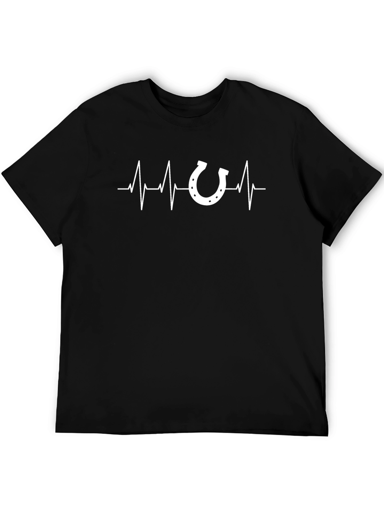 Heartbeat Horseshoe Graphic Tee - Black Cotton T-Shirt