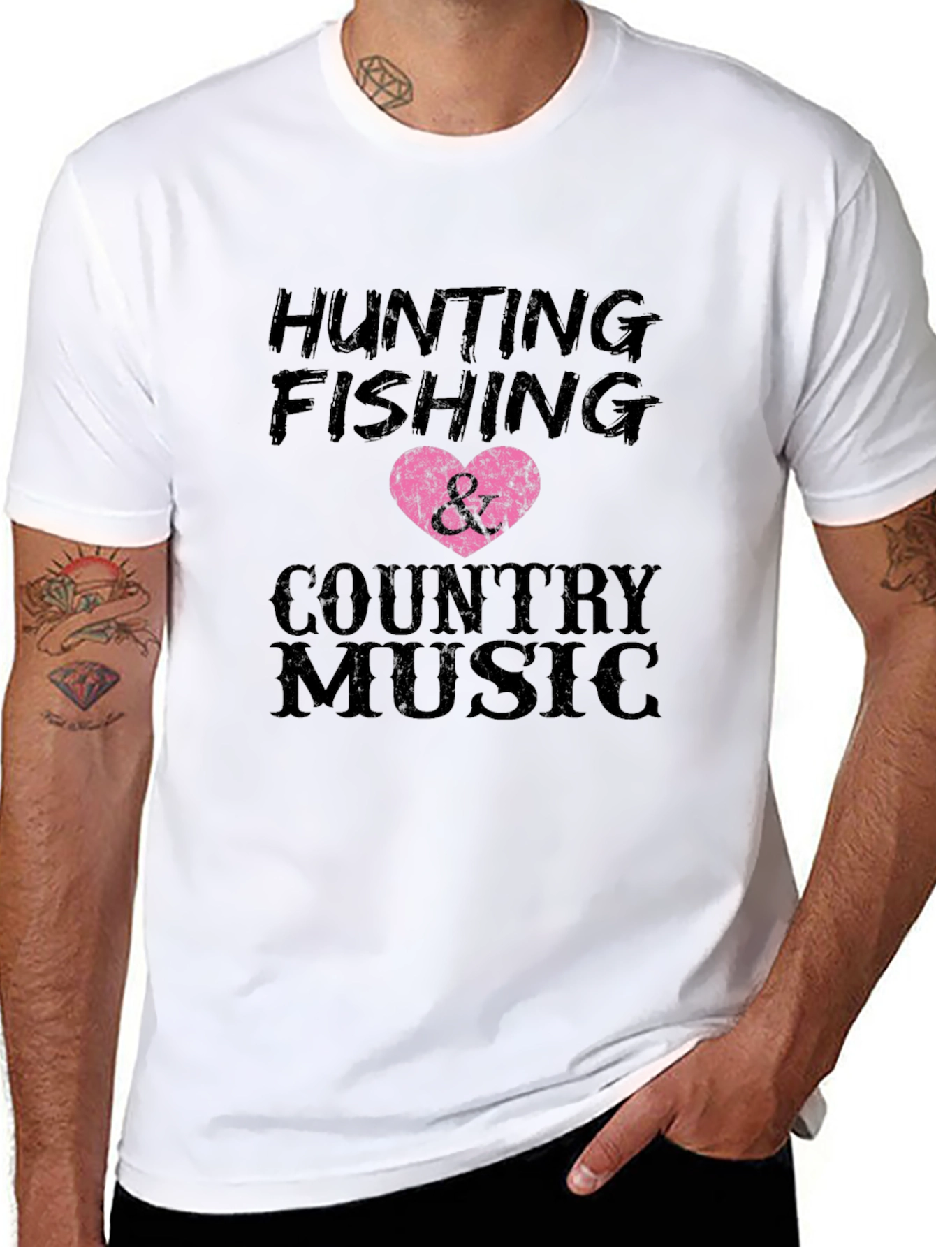 Hunting Fishing & Country Music Graphic Tee