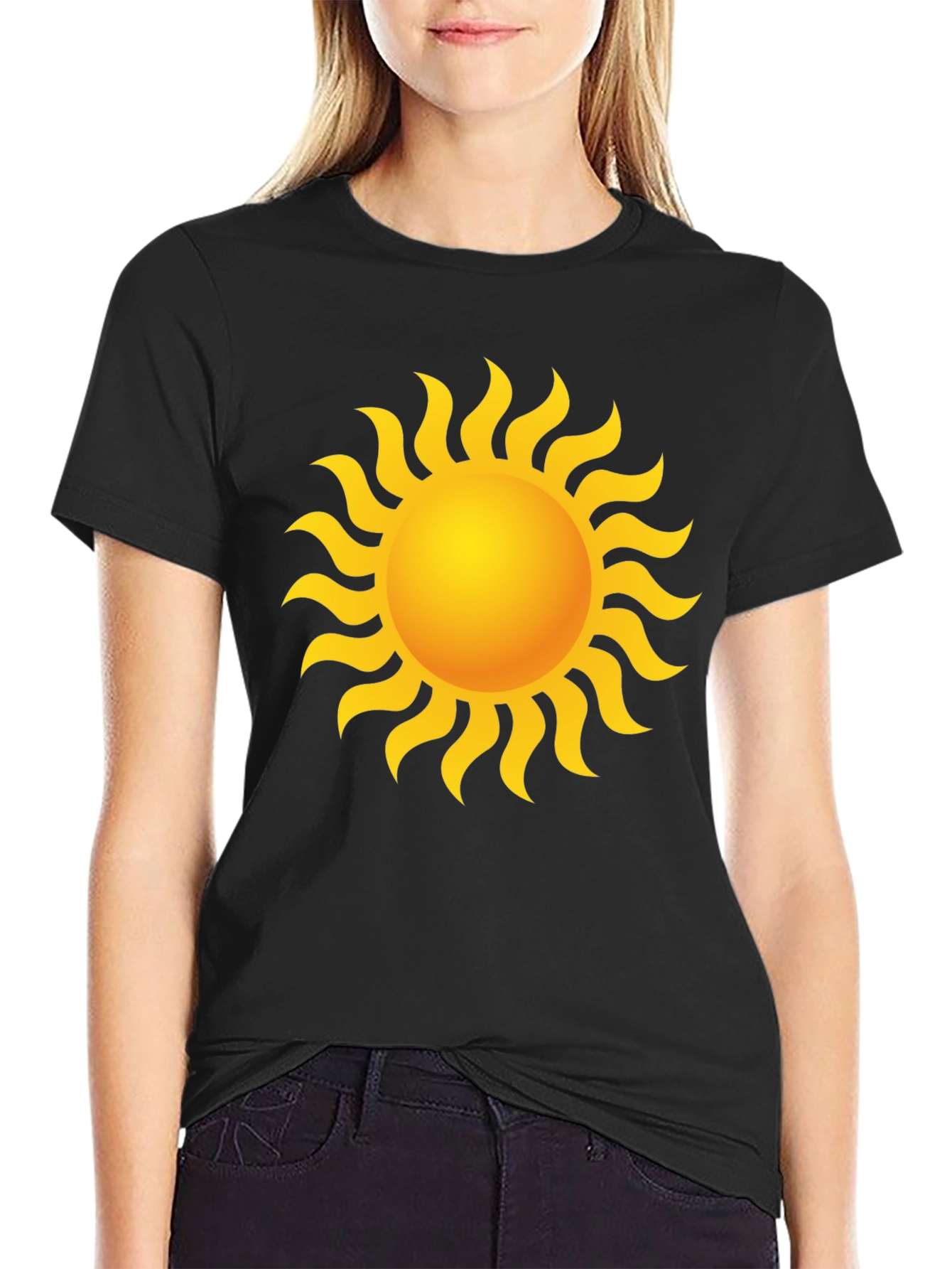 Radiant Sun Graphic Tee - Black Cotton T-Shirt