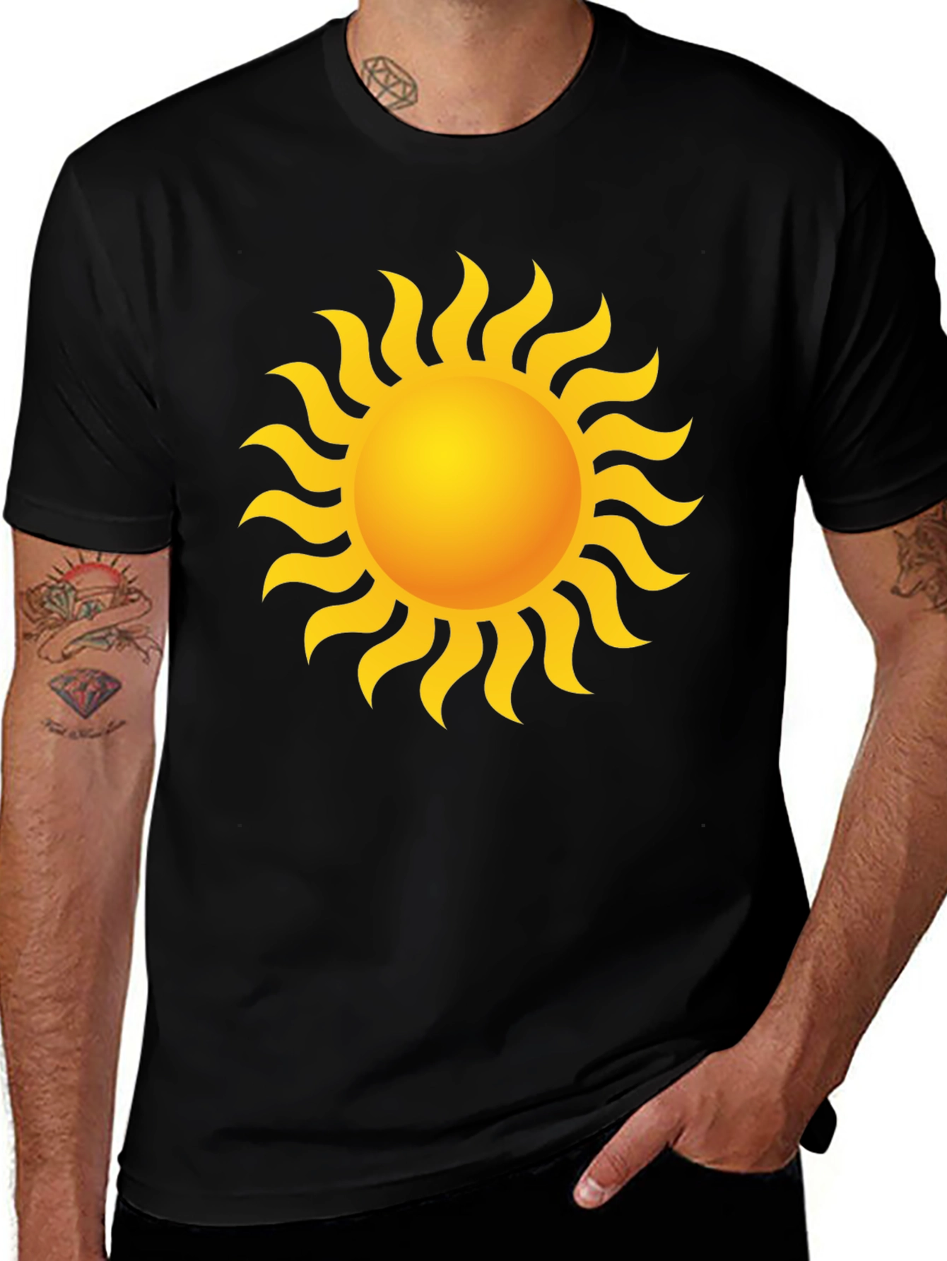 Radiant Sun Graphic Tee - Black Cotton T-Shirt