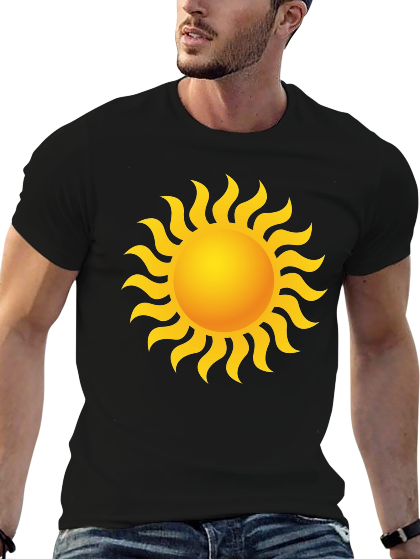 Radiant Sun Graphic Tee - Black Cotton T-Shirt