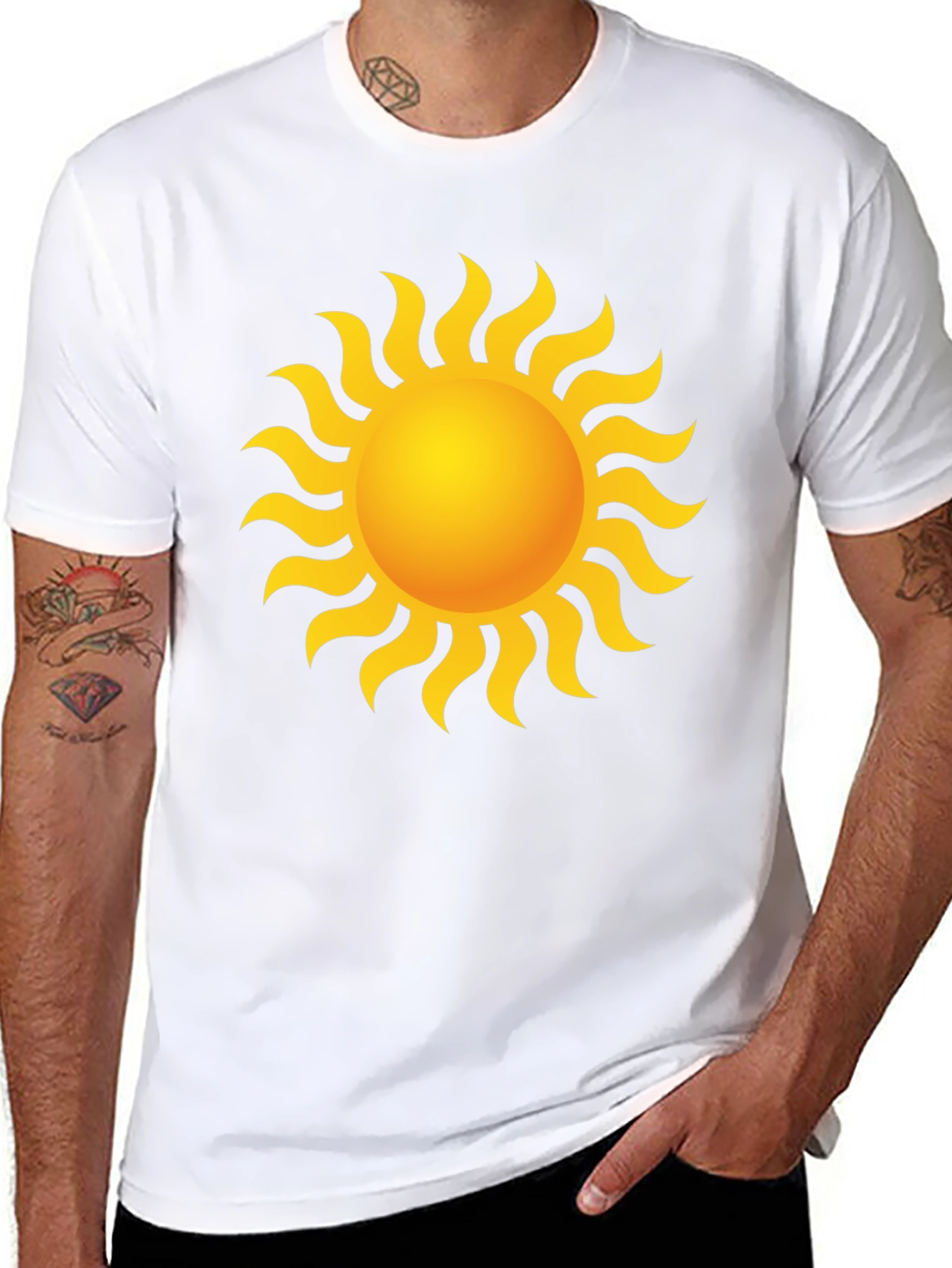 Radiant Sun Graphic Tee - Black Cotton T-Shirt
