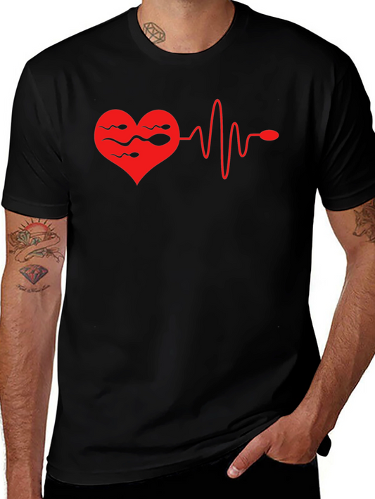 Heartbeat Sperm Mens Black T-Shirt