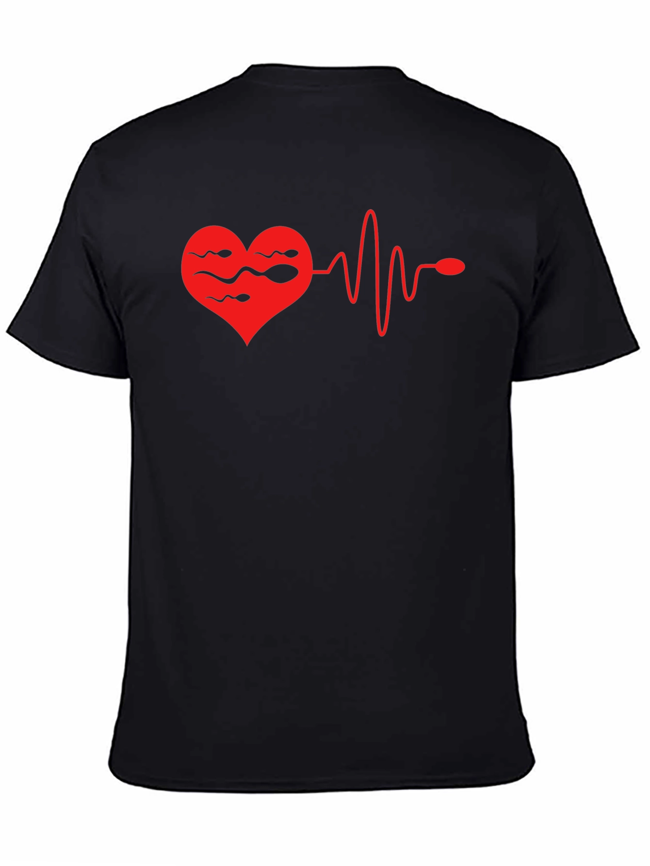 Heartbeat Sperm Mens Black T-Shirt