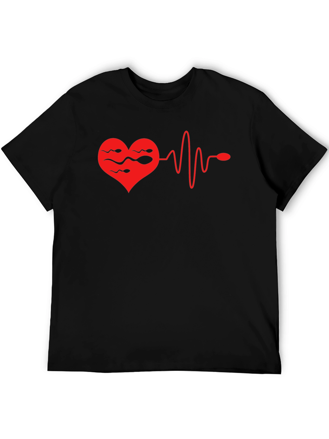 Heartbeat Sperm Mens Black T-Shirt