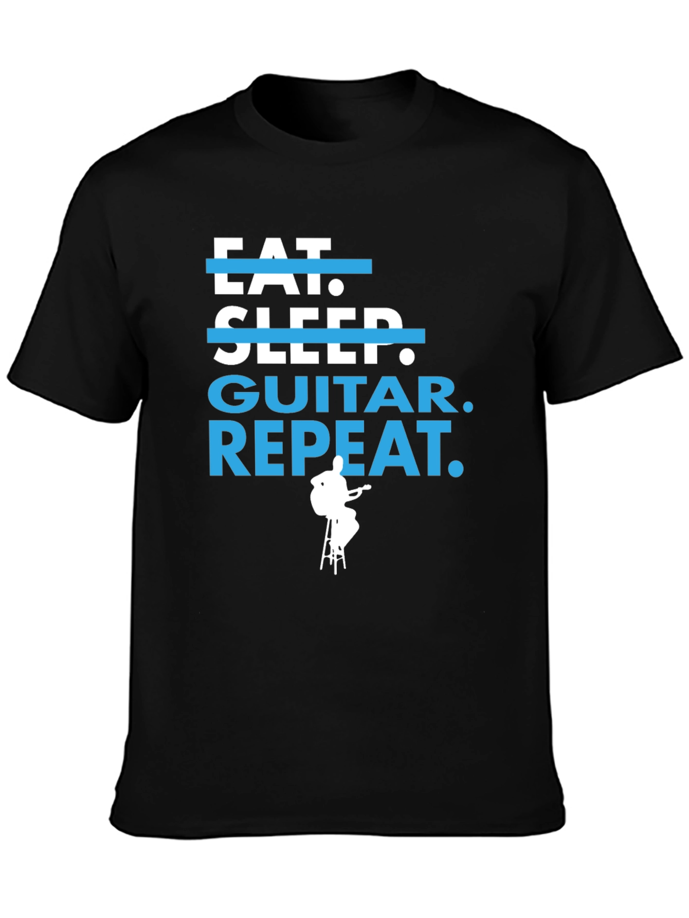 Eat Sleep Guitar Repeat Graphic Tee - Musician Gift