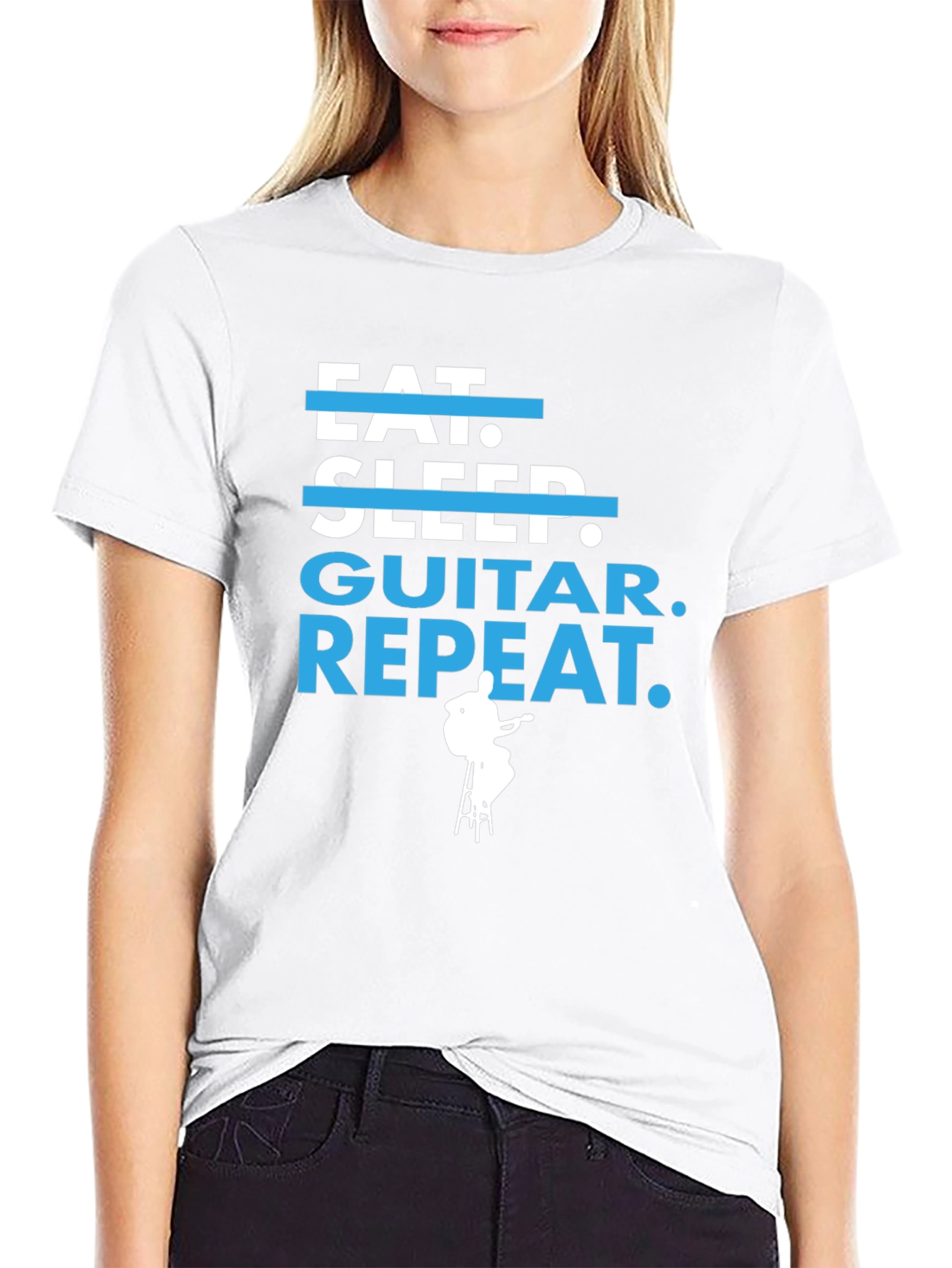 Eat Sleep Guitar Repeat Graphic Tee - Musician Gift