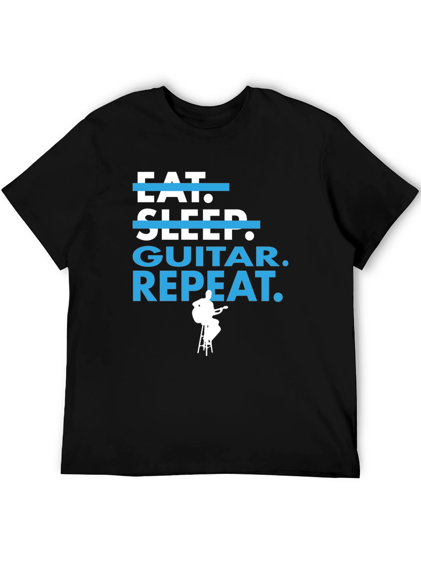 Eat Sleep Guitar Repeat Graphic Tee - Musician Gift