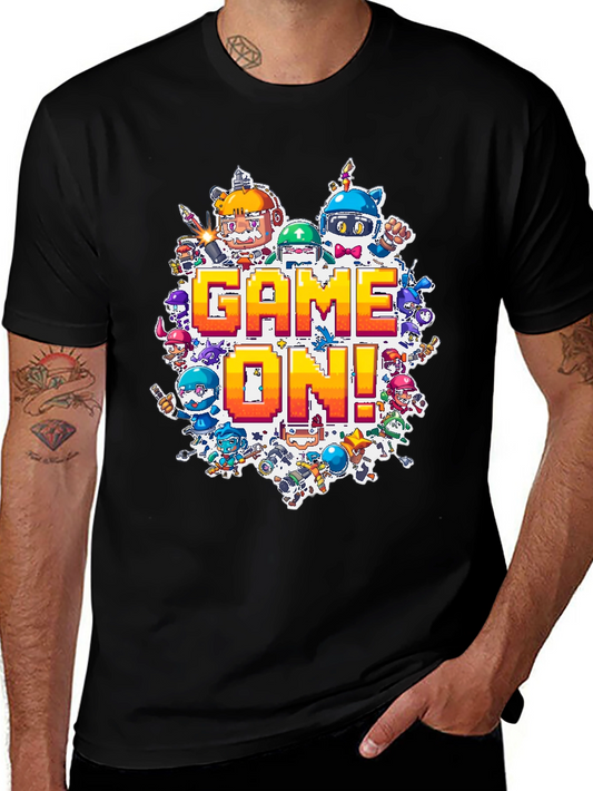 Game On! Graphic Print Black T-Shirt