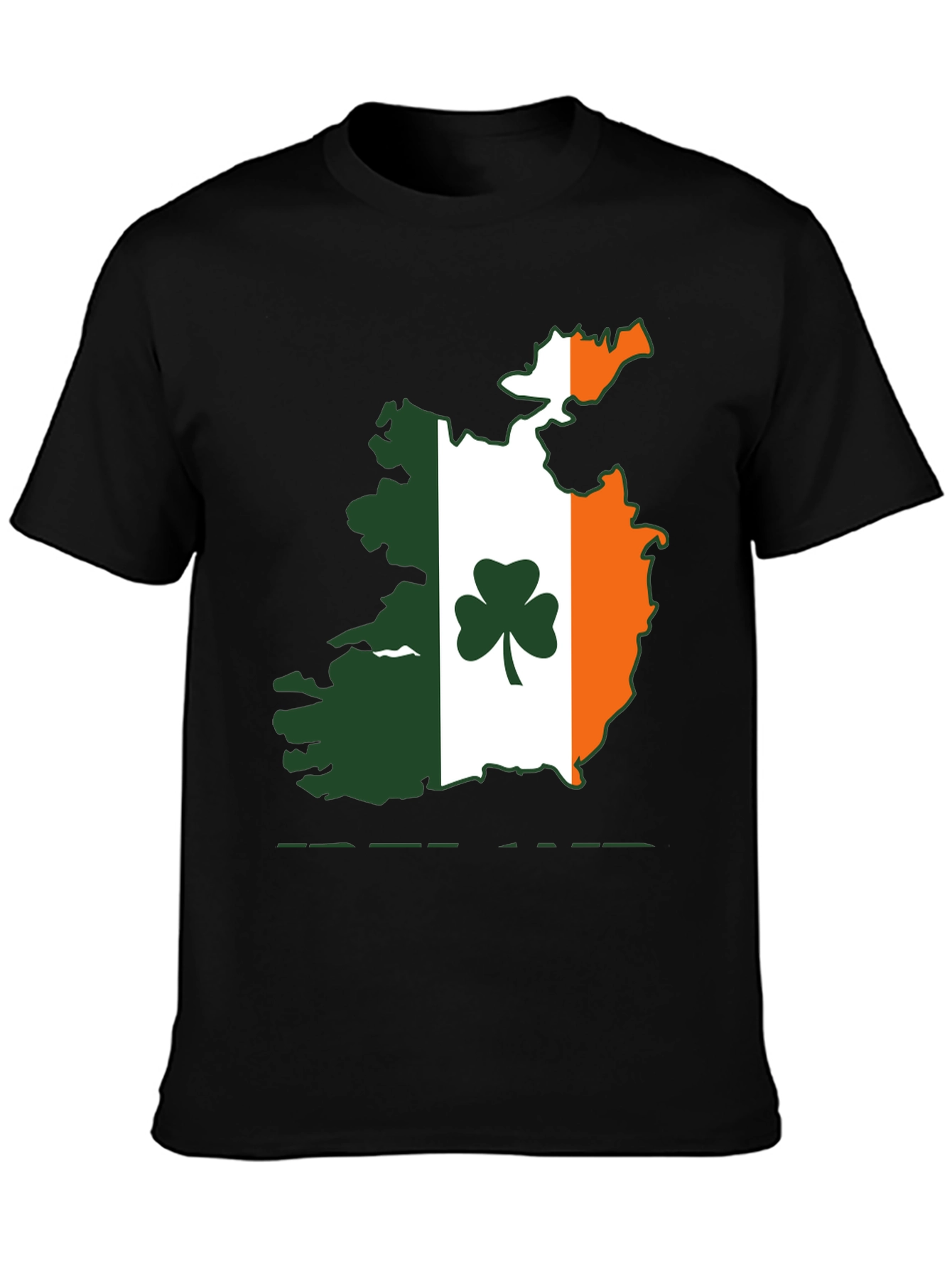 Irish Flag Map Shamrock Black T-Shirt