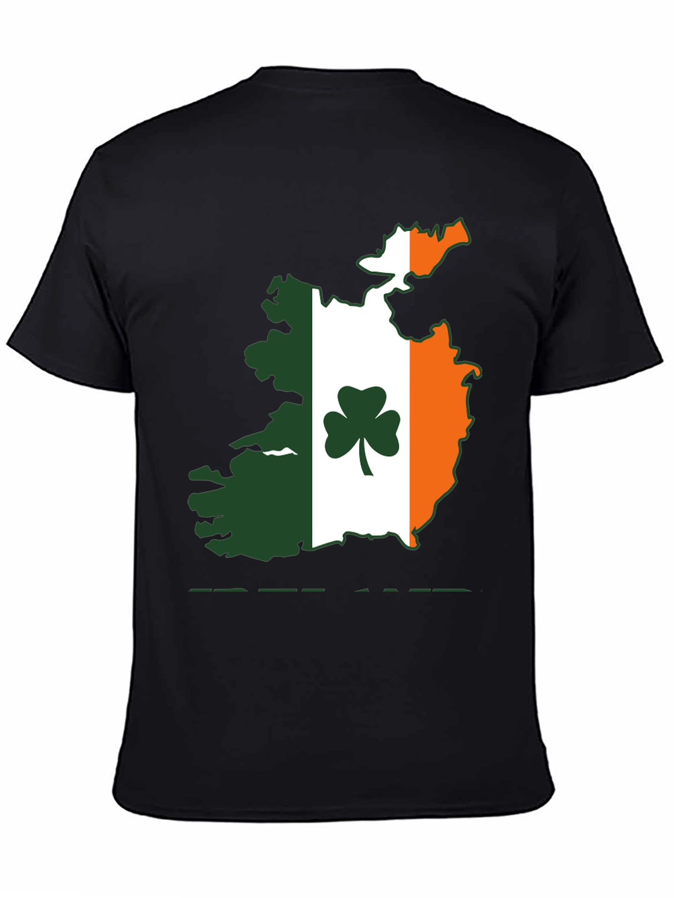 Irish Flag Map Shamrock Black T-Shirt
