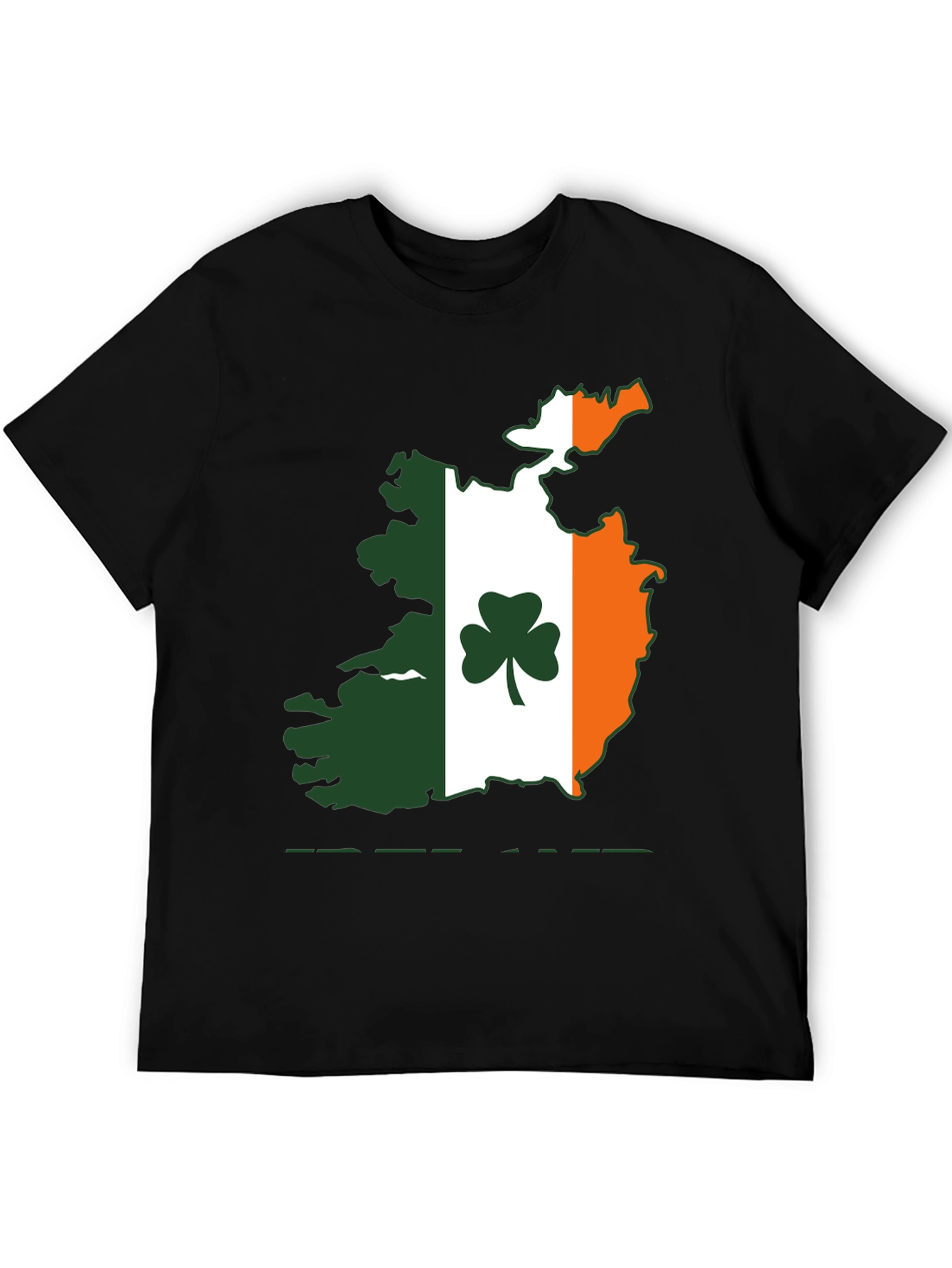 Irish Flag Map Shamrock Black T-Shirt