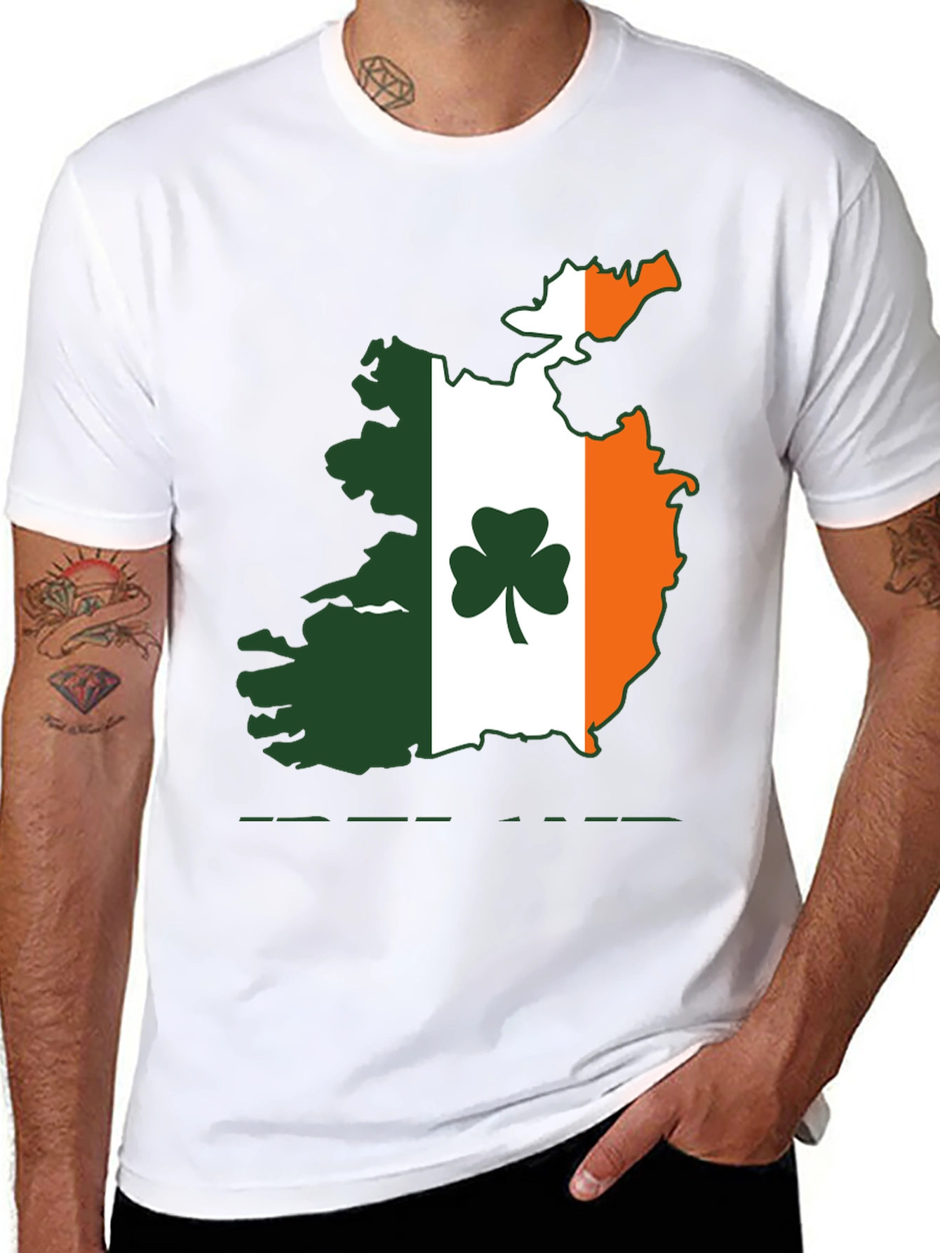 Irish Flag Map Shamrock Black T-Shirt