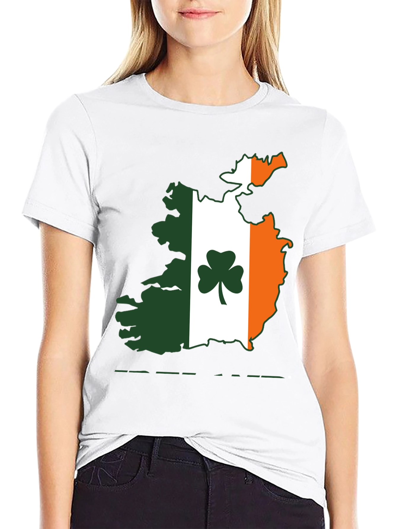 Irish Flag Map Shamrock Black T-Shirt
